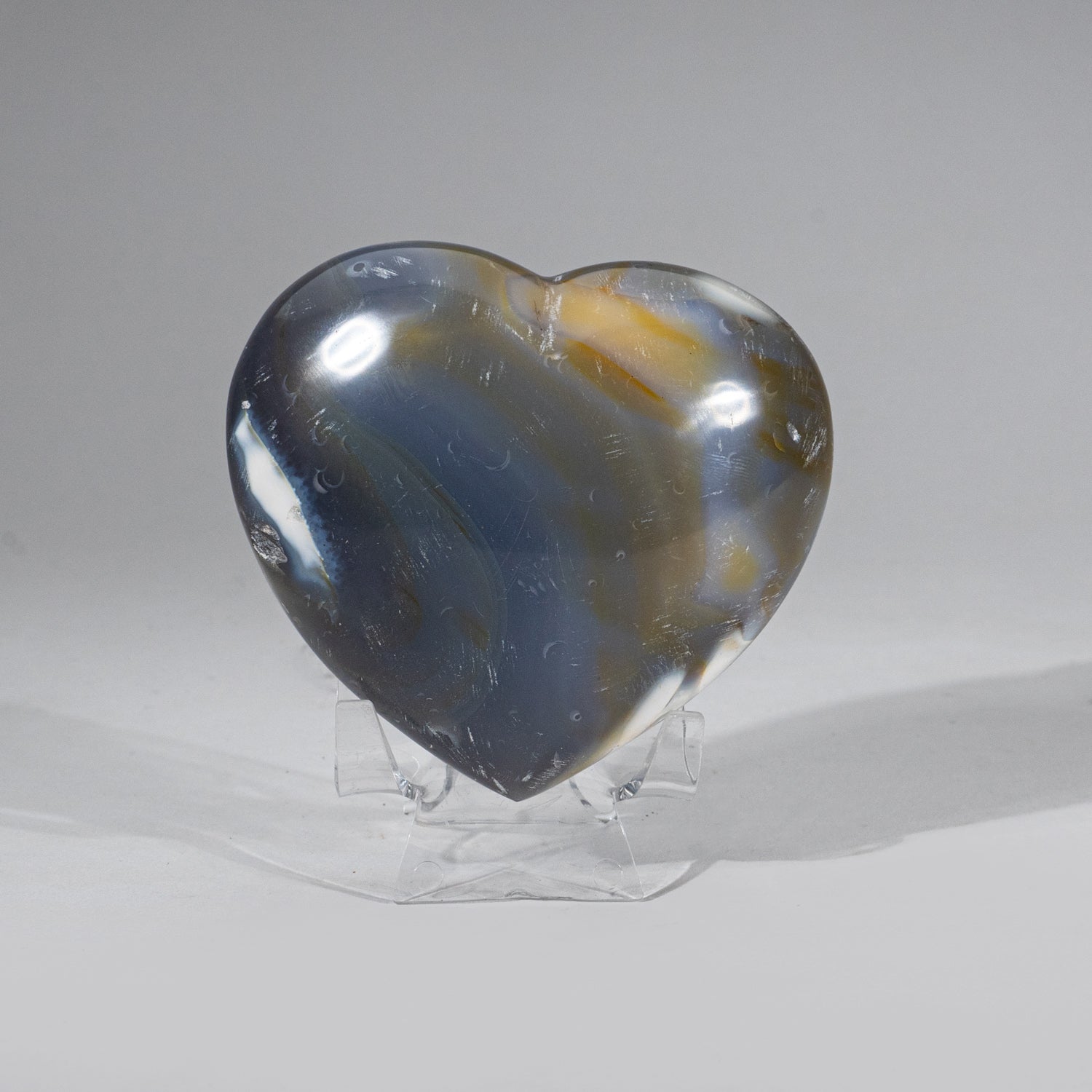 Blue Chalcedony Orca Stone Heart from Madagascar (436.8 grams)