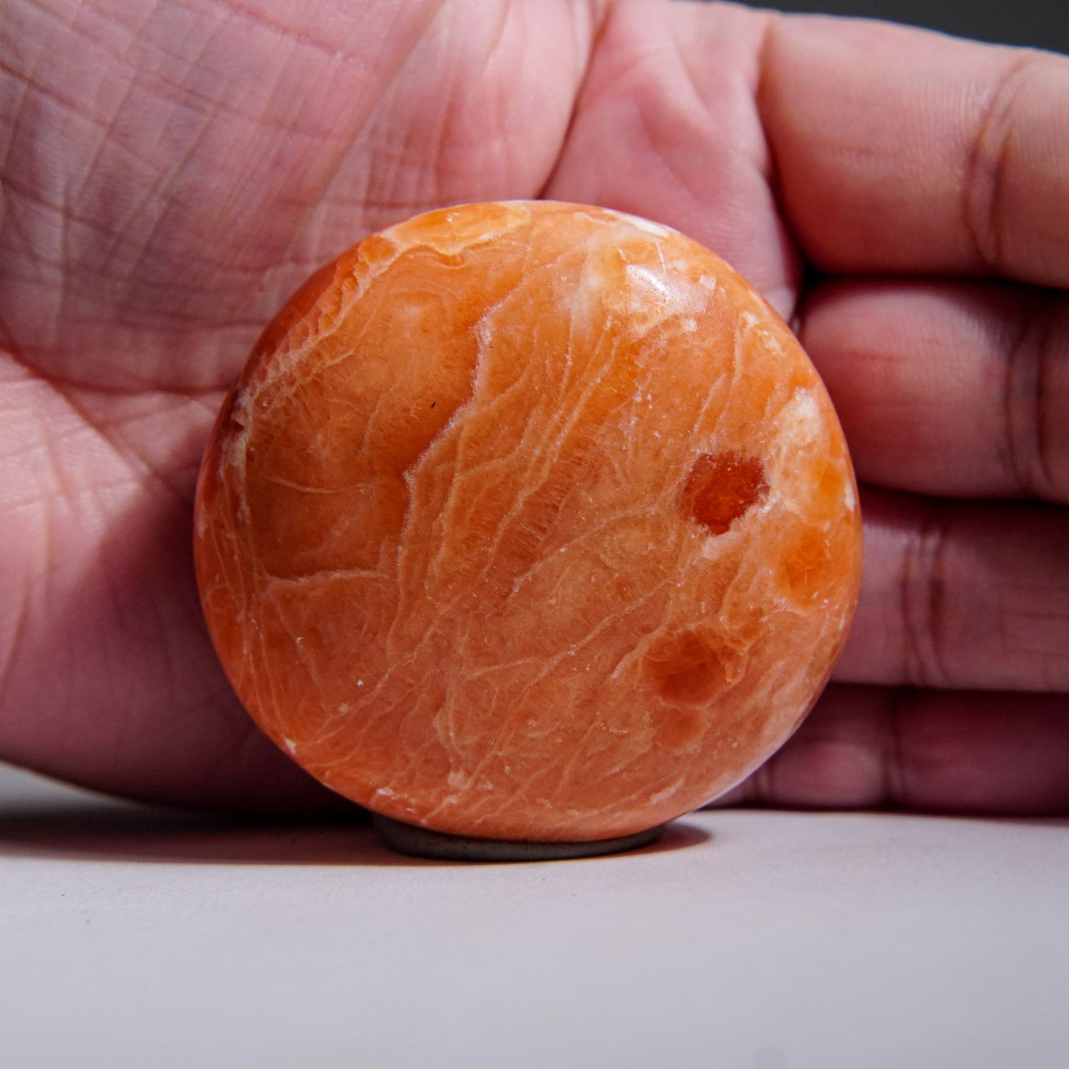 Genuine Polished Peach Opal Palm Stone