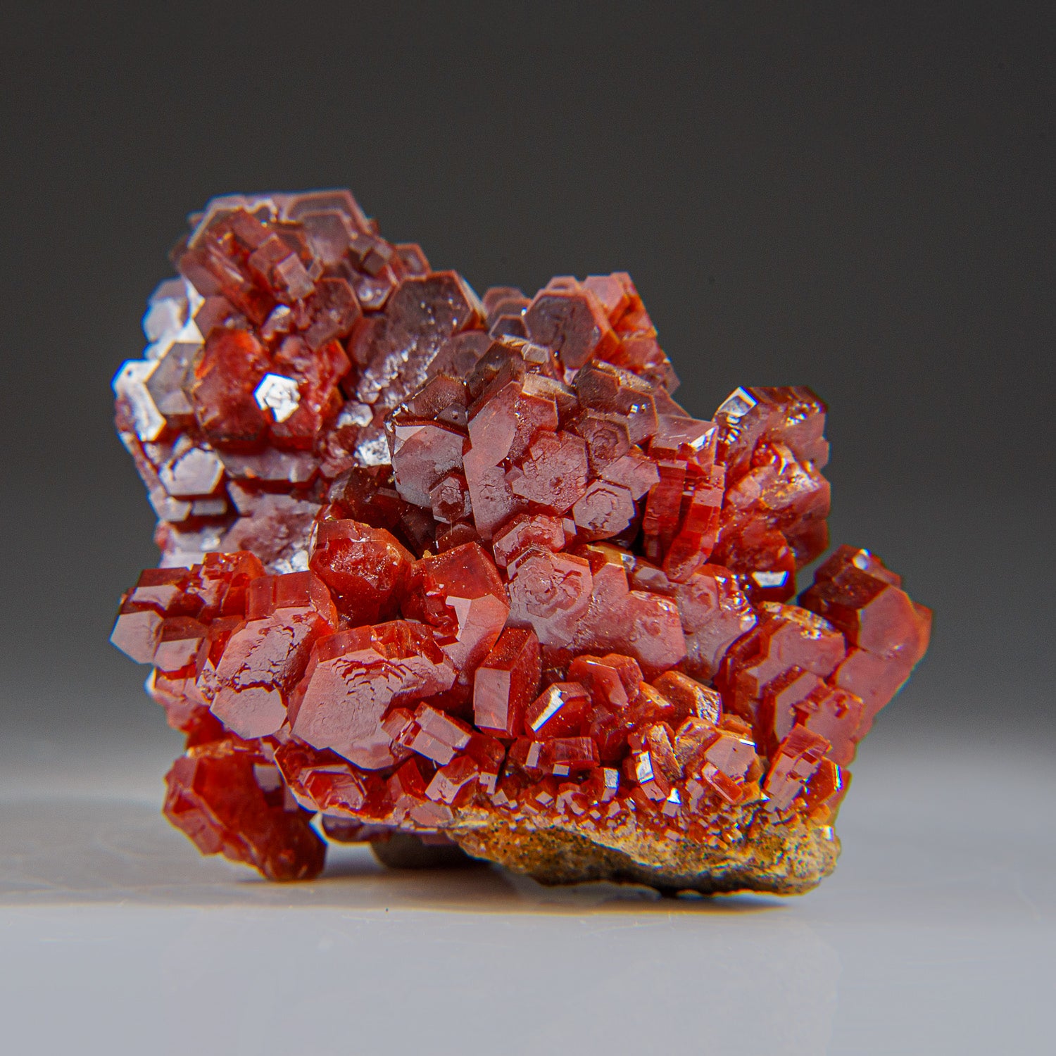 Vanadinite Crystal Cluster on Matrix from Mibladen, Atlas Mountains, Khénifra Province, Morocco