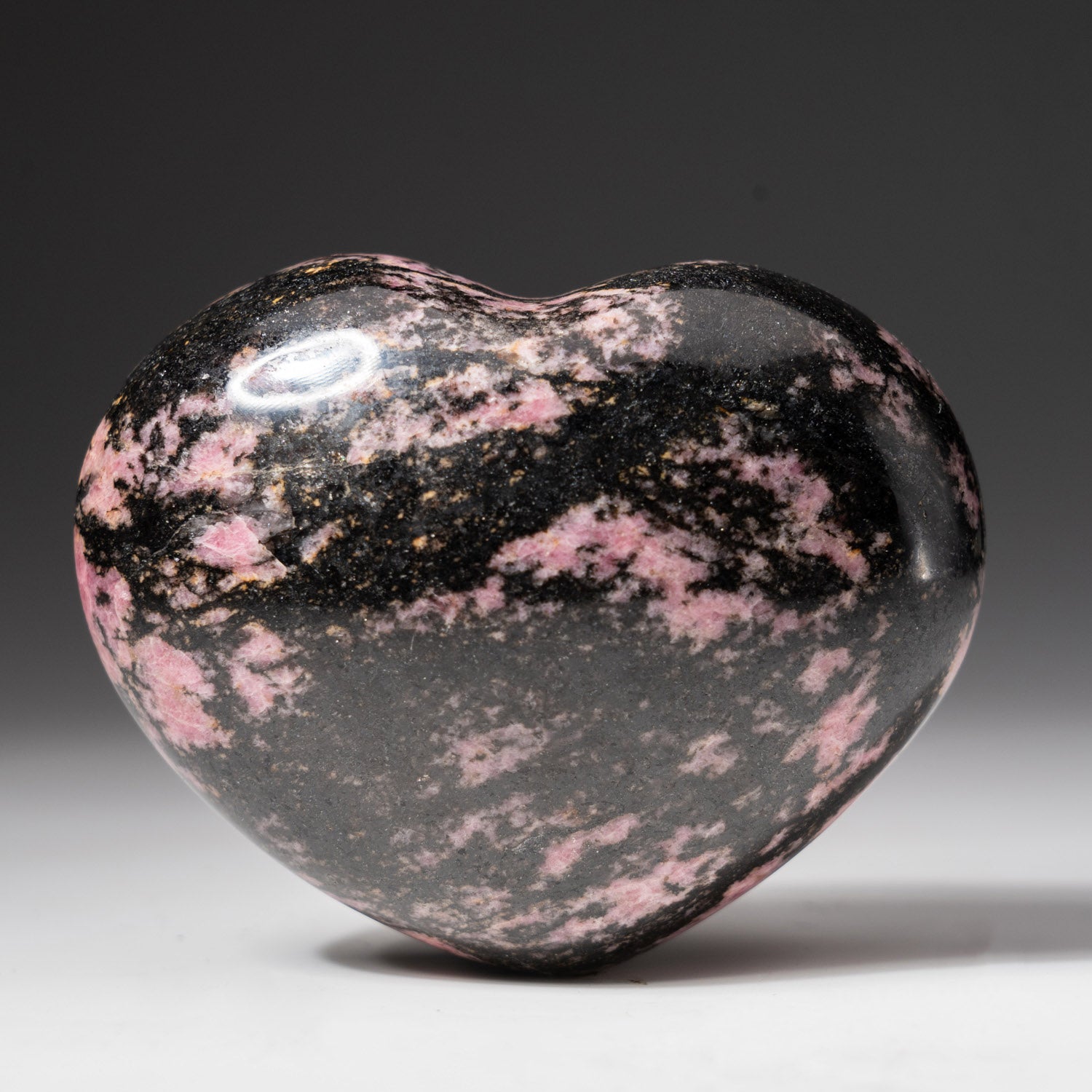 Polished Imperial Rhodonite Heart from Madagascar (400 grams)