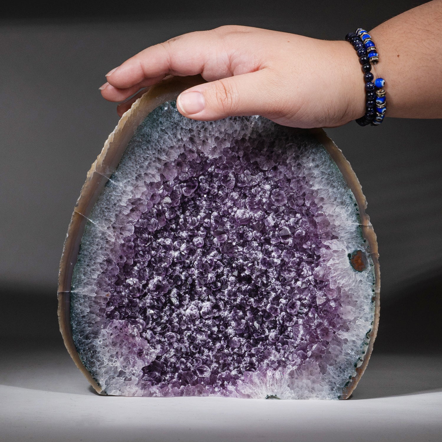 Genuine Banded Agate Amethyst Cluster Geode from Brazil (4 lbs)