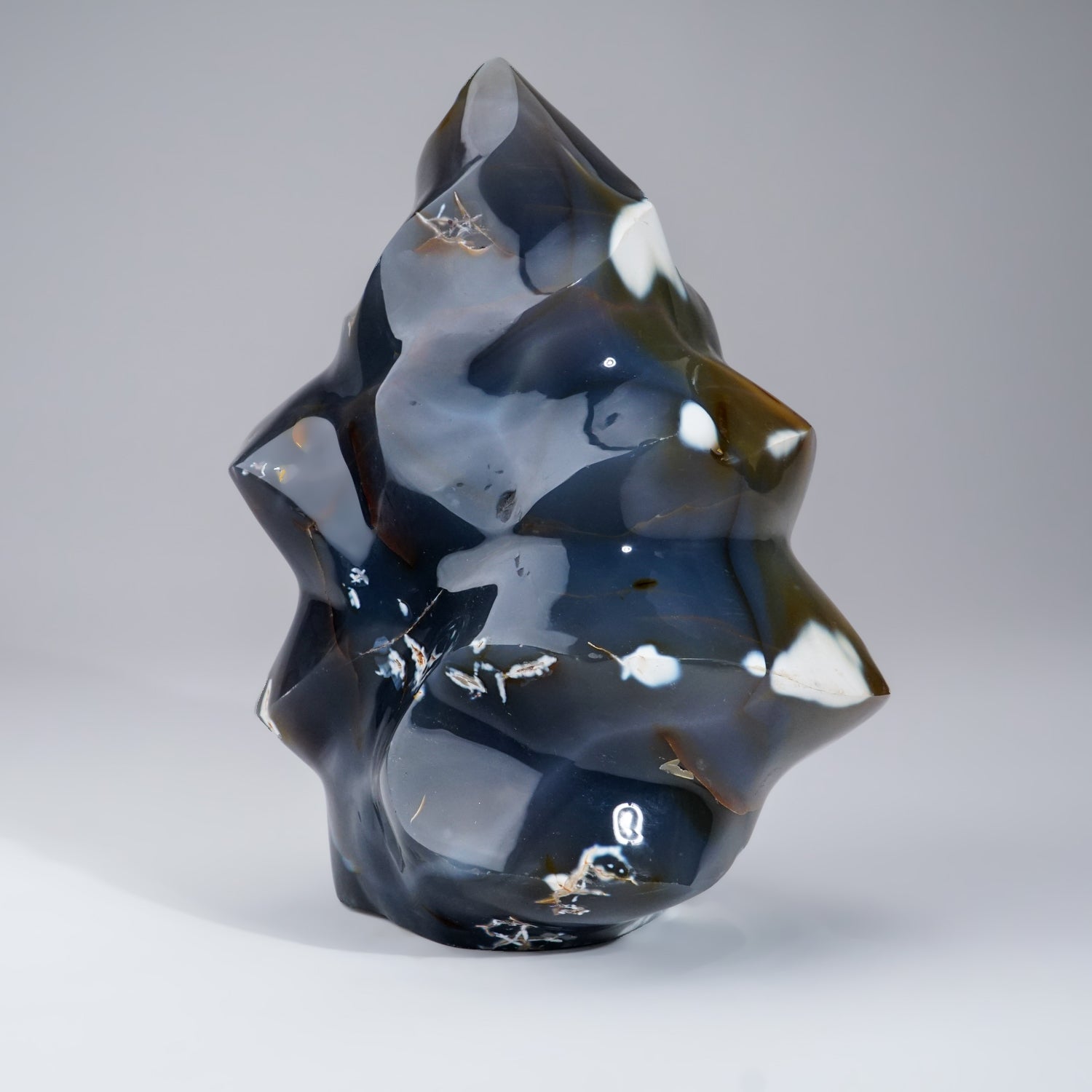 Genuine Polished Blue Chalcedony Orca Stone Flame Freeform (15.6 lbs)