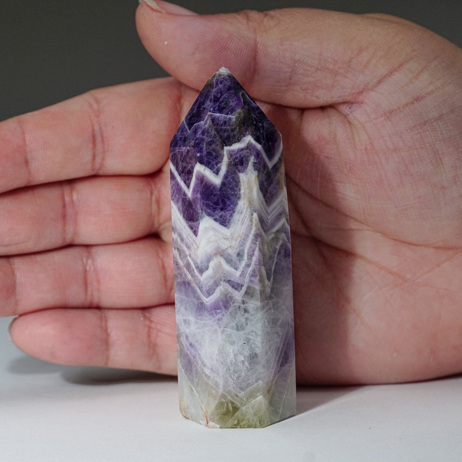 Polished Chevron Amethyst Point from Brazil (97 grams)