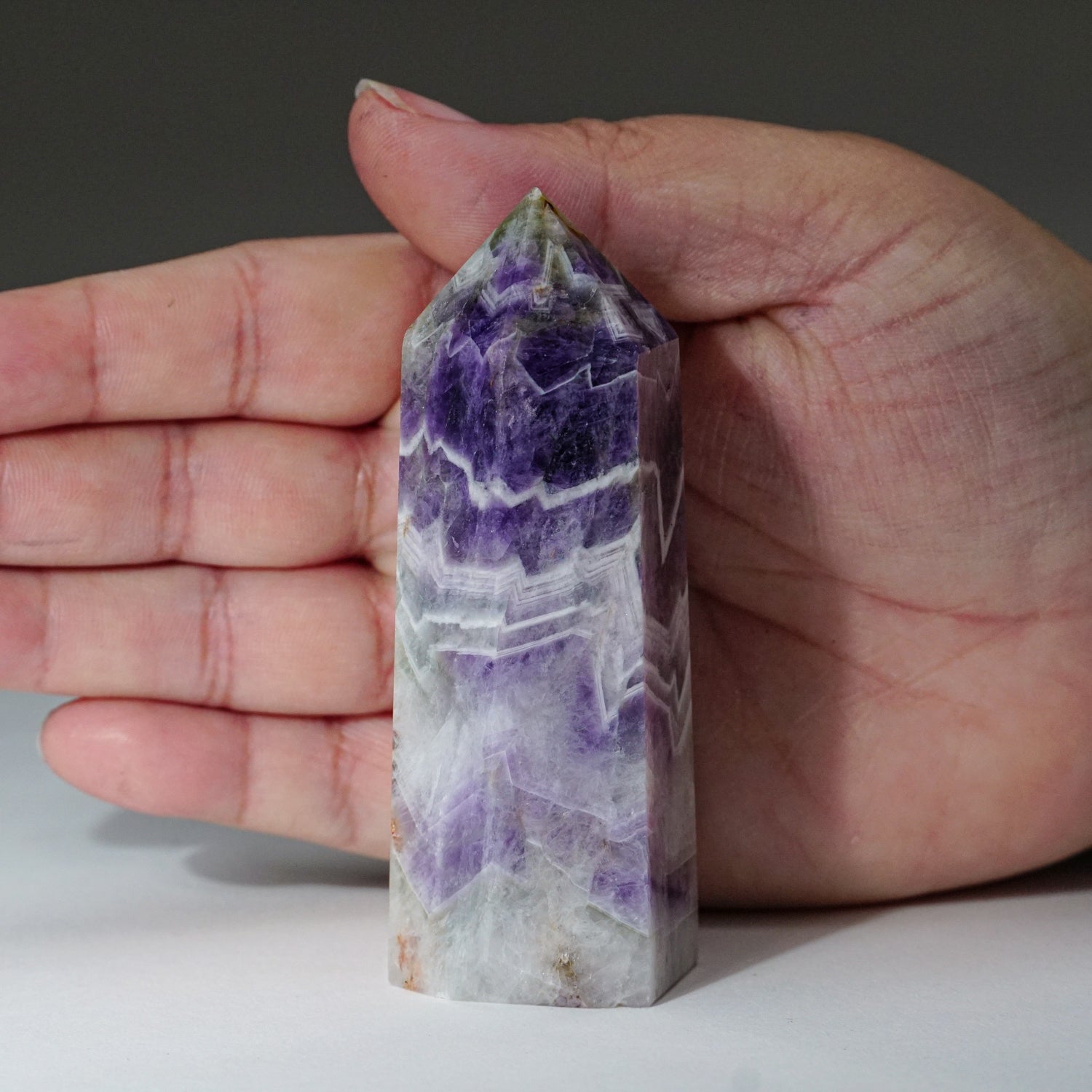 Polished Chevron Amethyst Point from Brazil (151 grams)
