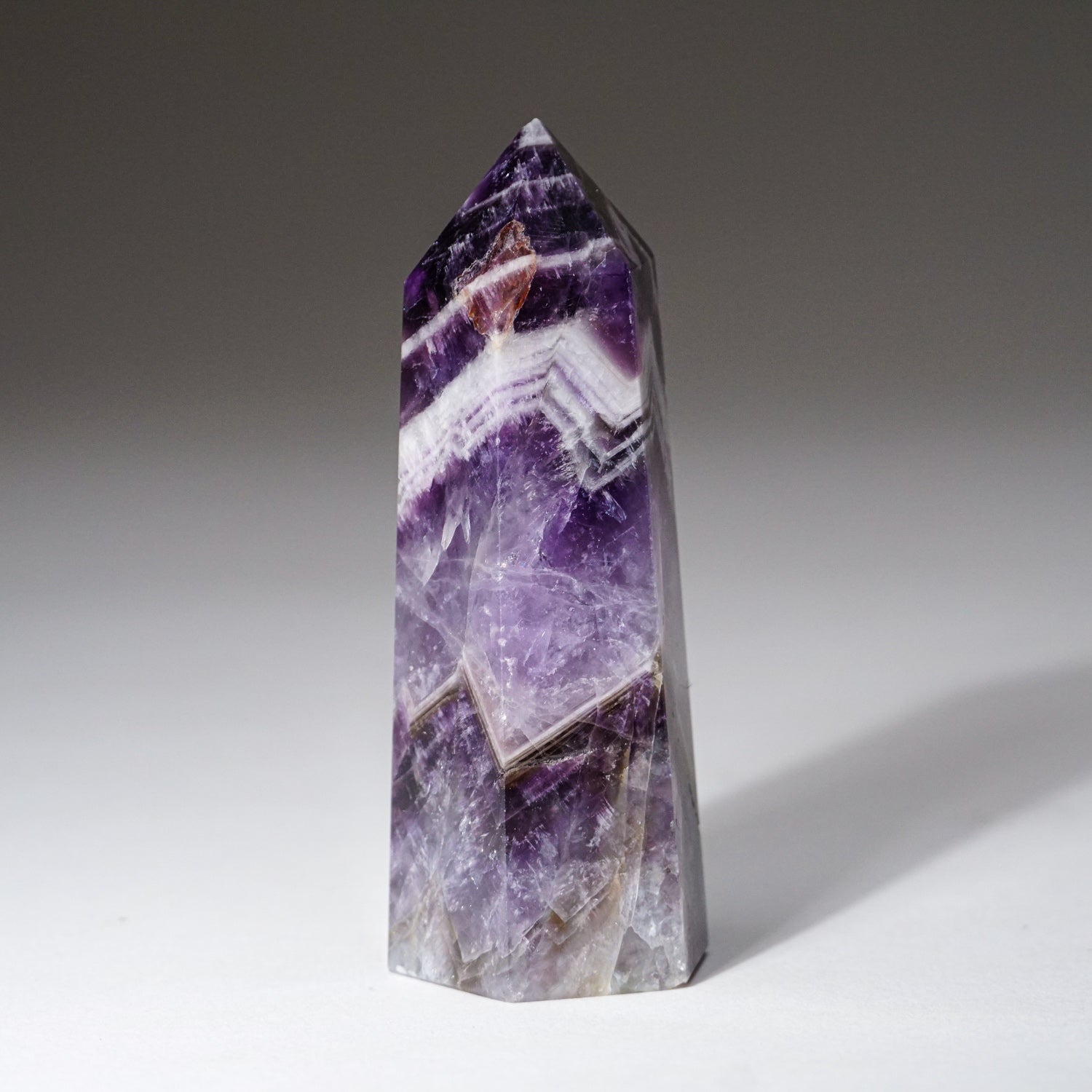 Polished Chevron Amethyst Point from Brazil (146.2 grams)