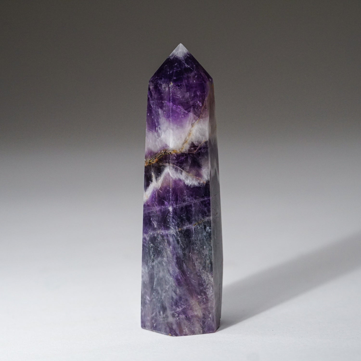Polished Chevron Amethyst Point from Brazil (92.5 grams)