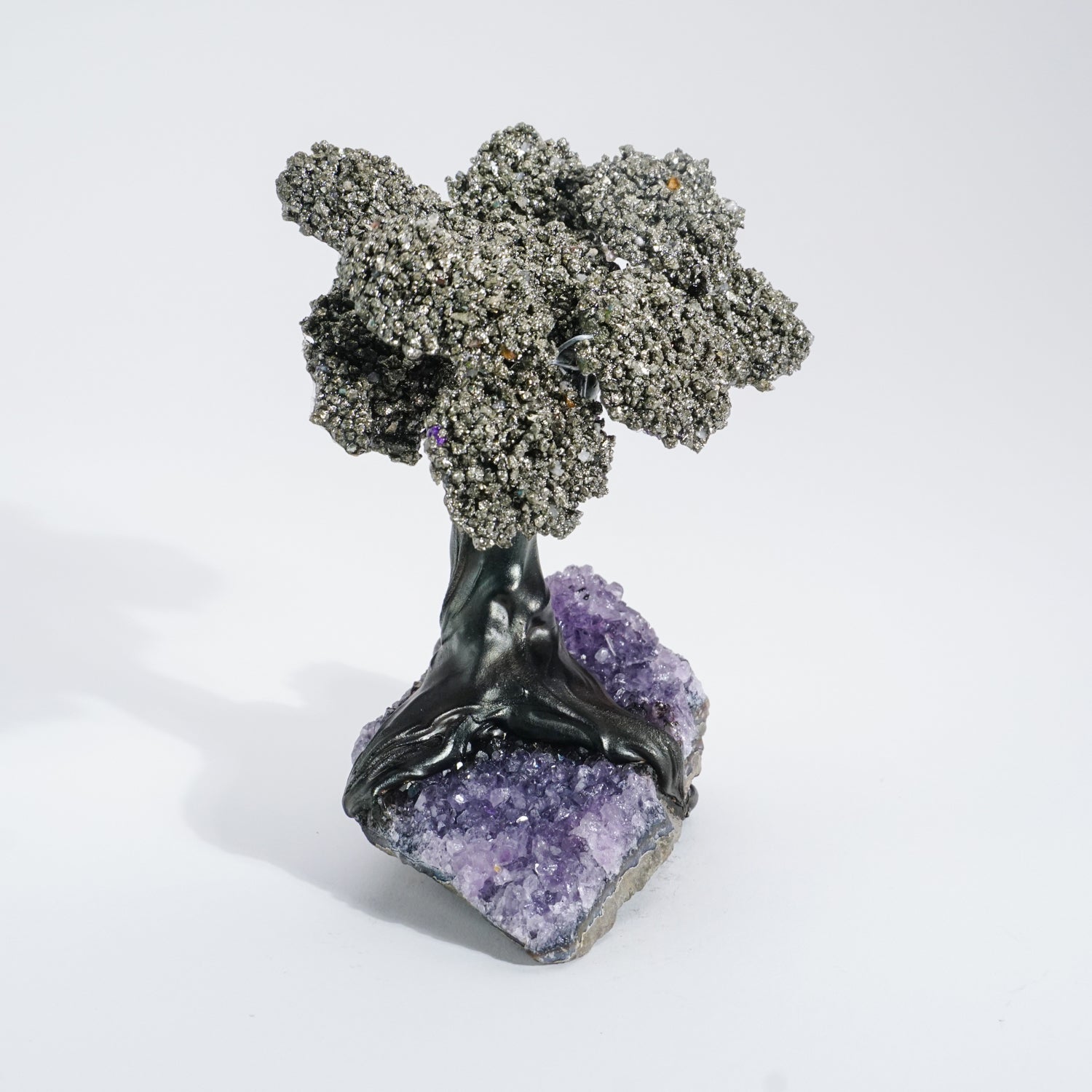 Medium - Pyrite Clustered Gemstone Tree on Amethyst Matrix (Tree of Confidence)