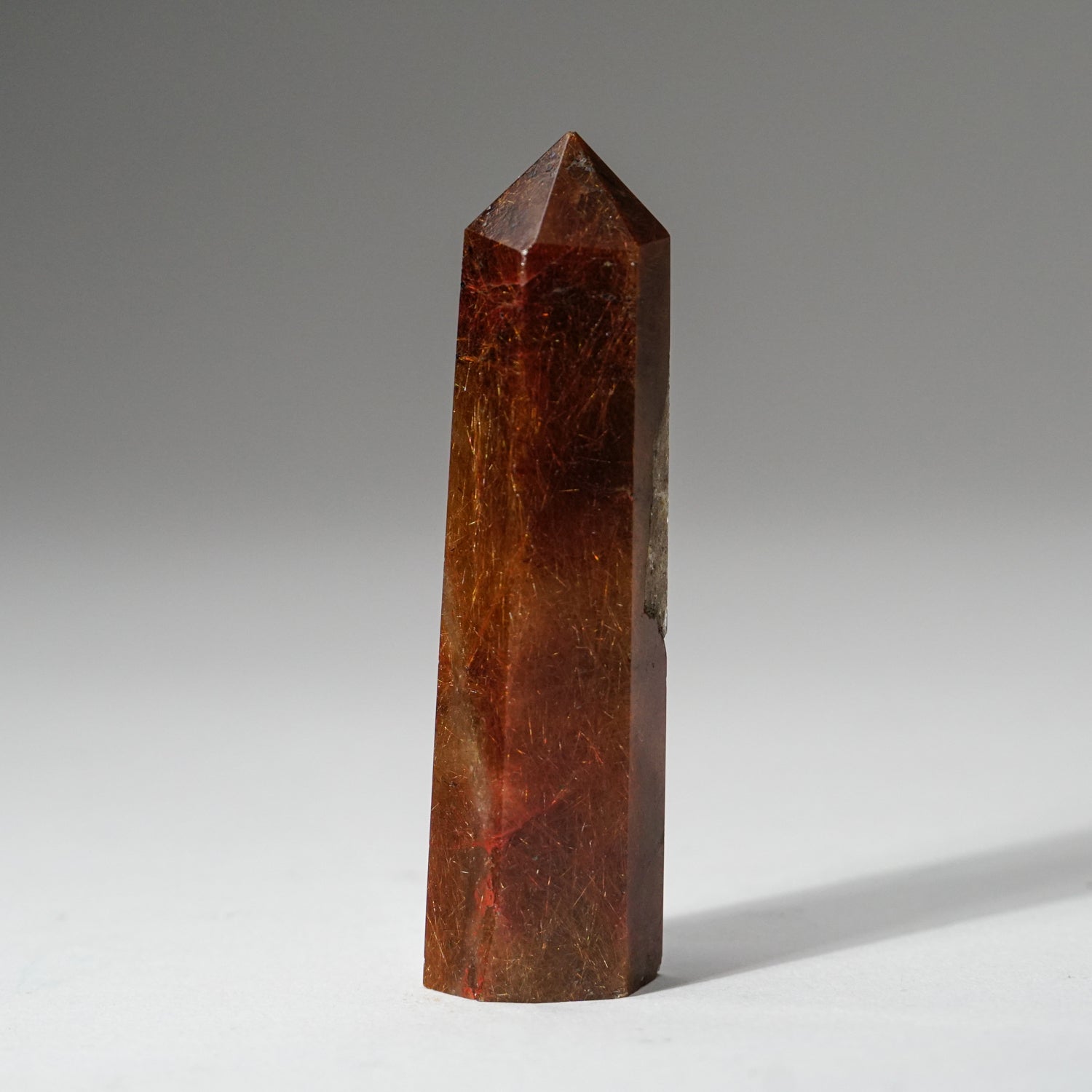 Genuine Polished Red Rutilated Quartz Point from Brazil (48.5 grams)