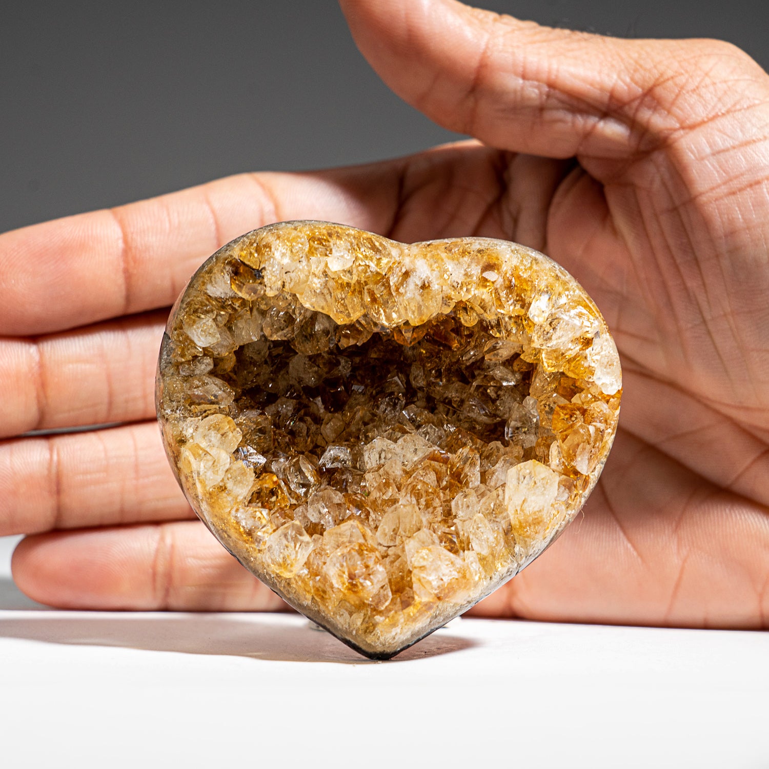 Citrine Crystal Cluster Heart from Uruguay  (155.7 grams)
