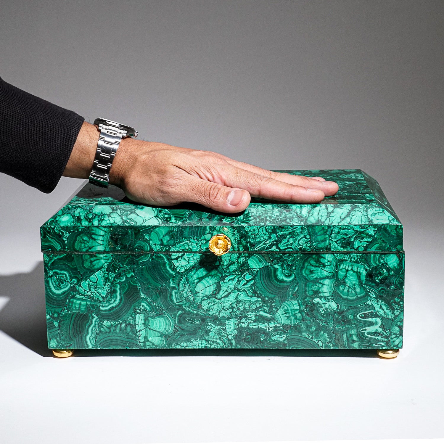 Genuine Large Polished Malachite Jewelry Box (9.5 lbs)