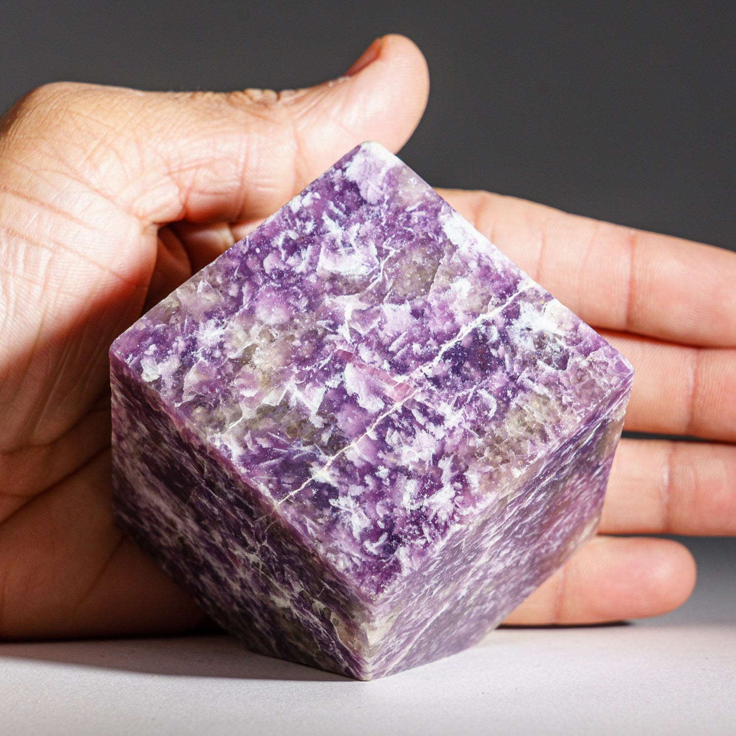 Genuine Polished Lepidolite Cube (1.3 lbs)
