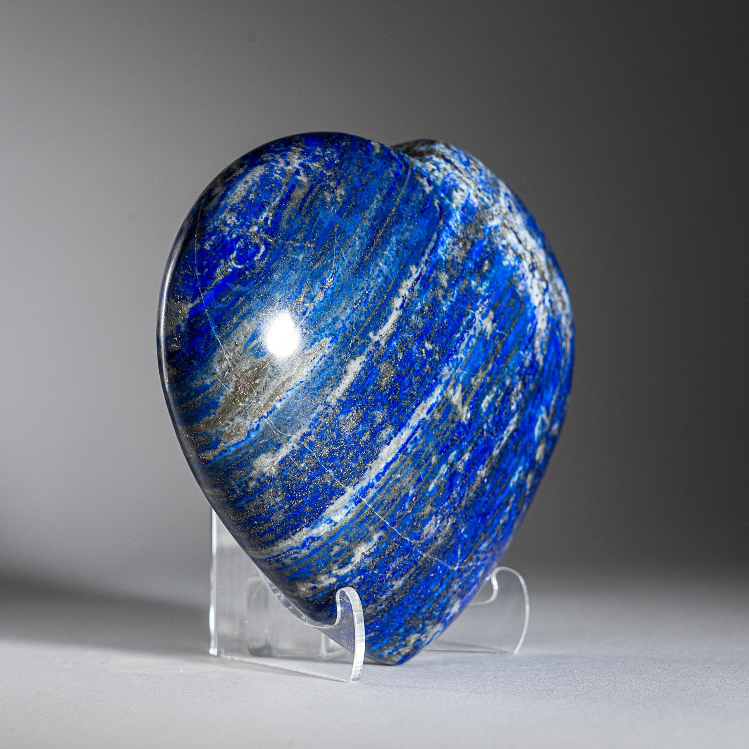 Genuine Polished Lapis Lazuli Heart with Acrylic Display Stand (2.8 lbs)