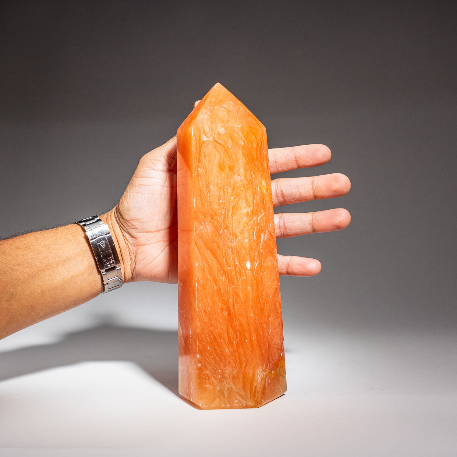 Genuine Polished Orange Selenite Point from Morocco (4 lbs)