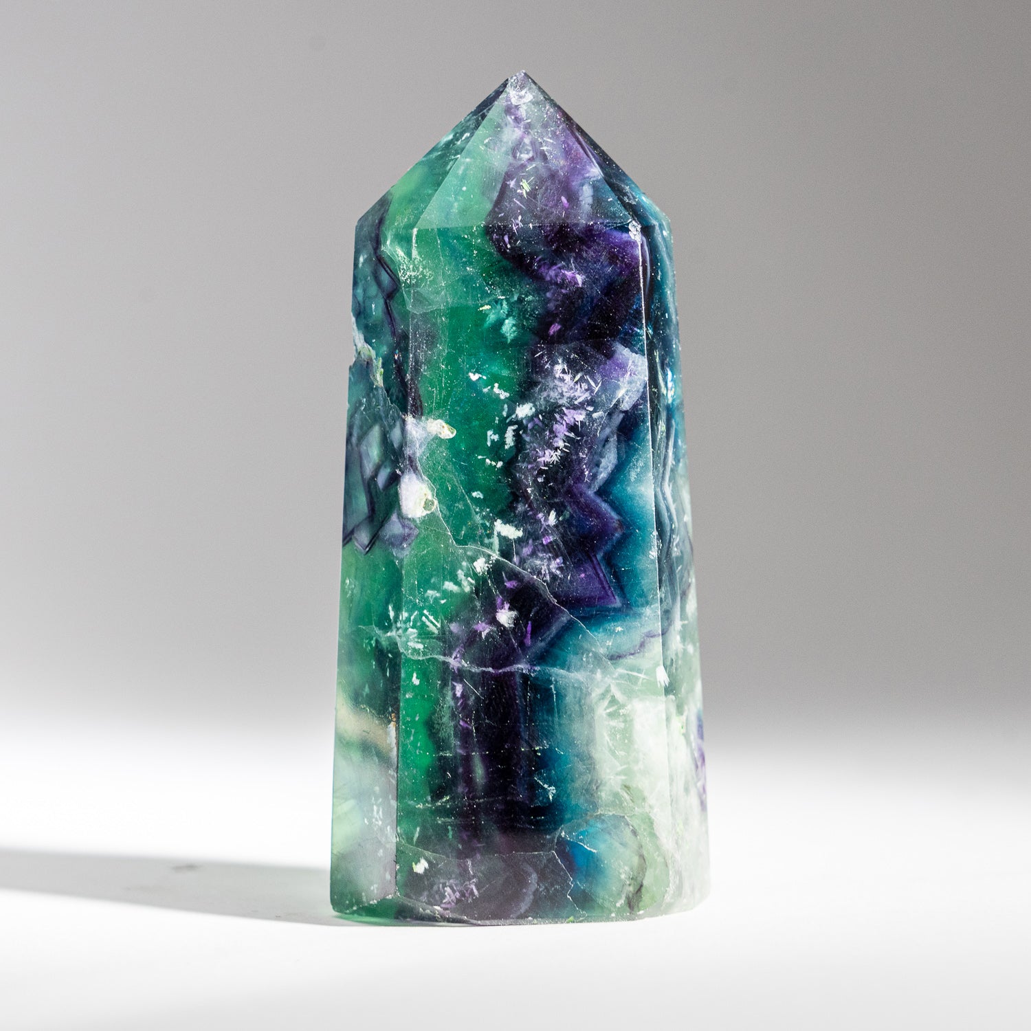 Polished Rainbow Fluorite Point From Mexico (418 grams)