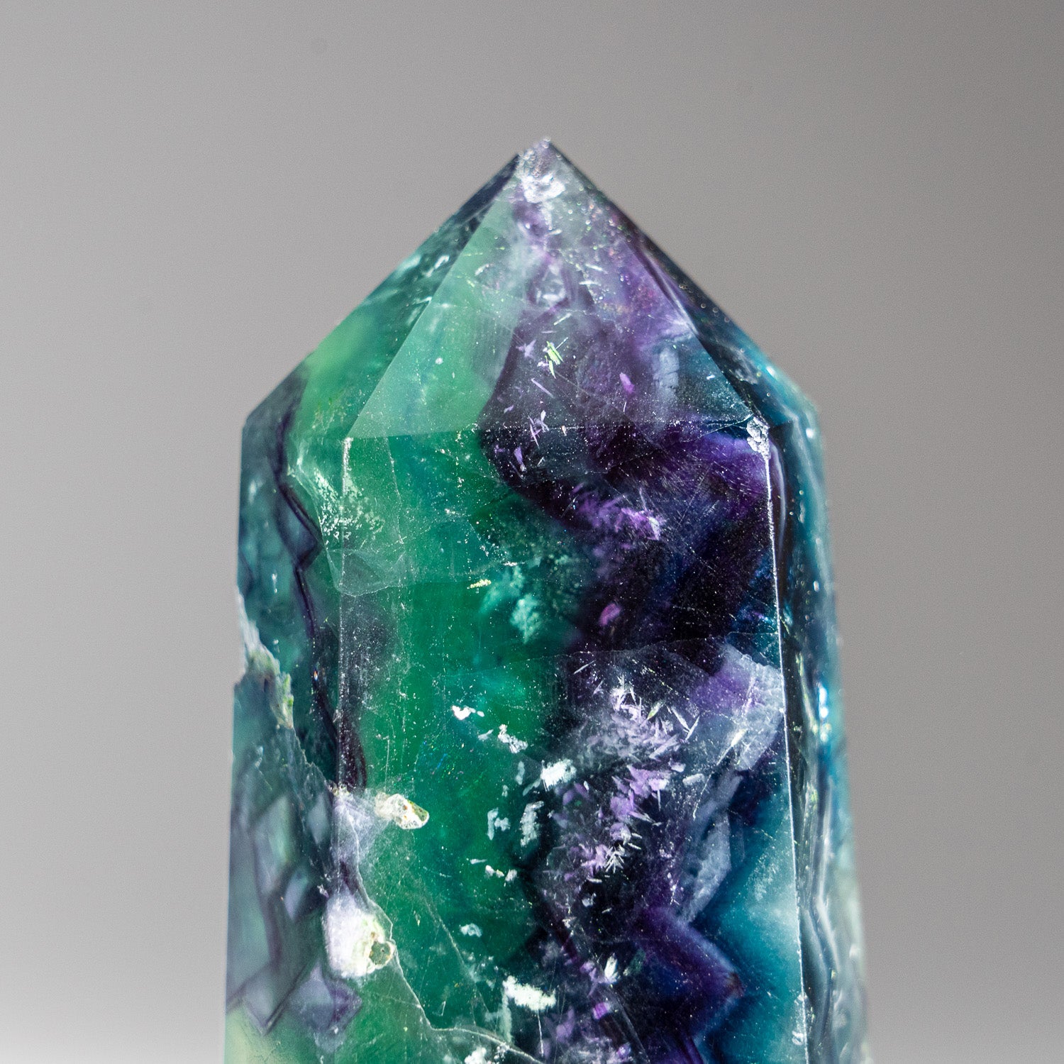 Polished Rainbow Fluorite Point From Mexico (418 grams)