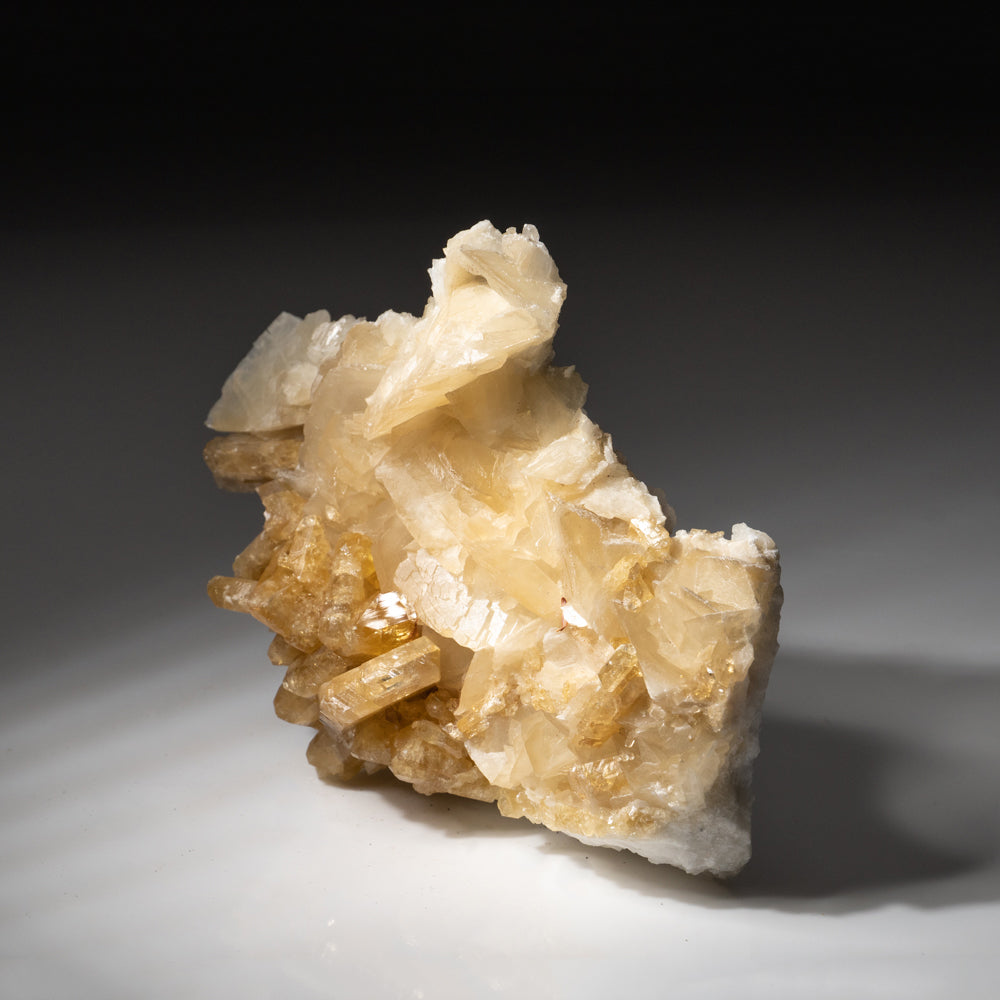 Golden Barite on calcite from Meikle Mine, Elko County, Nevada