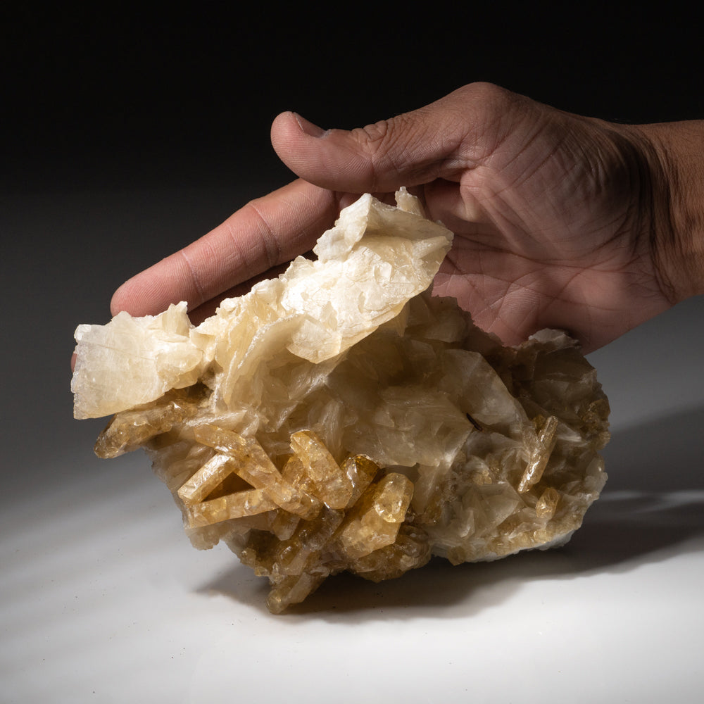 Golden Barite on calcite from Meikle Mine, Elko County, Nevada