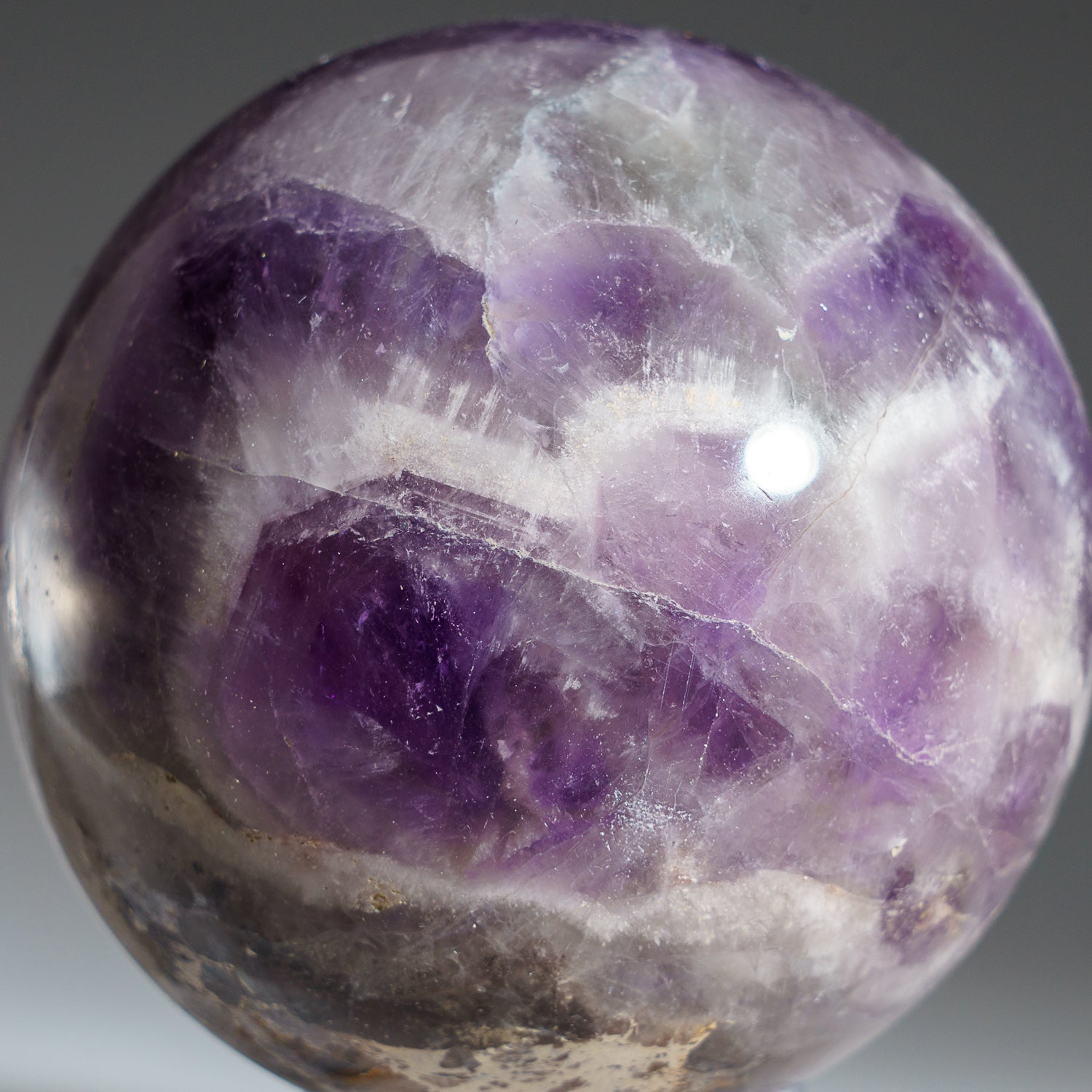 Polished Chevron Amethyst Sphere from Brazil (3", 483.2 gramss)