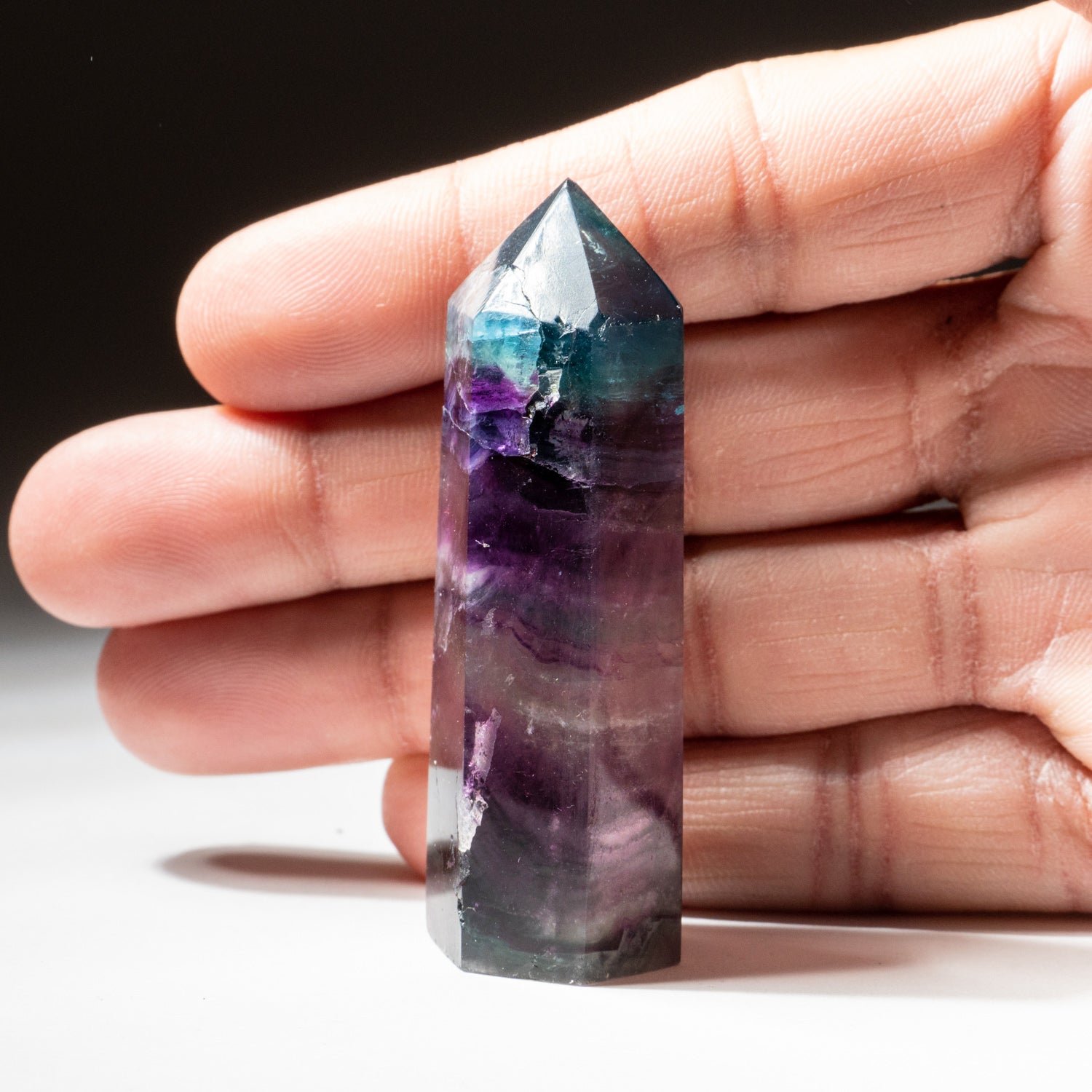 Polished Rainbow Fluorite Geode Point From Mexico (60 grams)