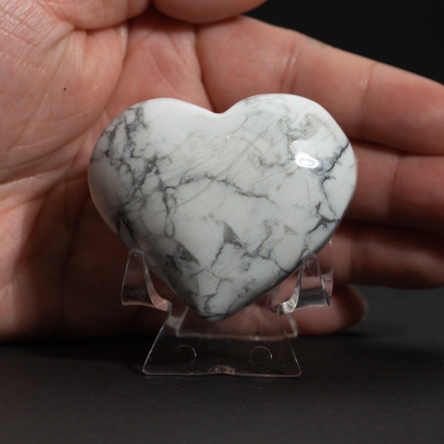 Genuine Polished Howlite Heart (107 grams)