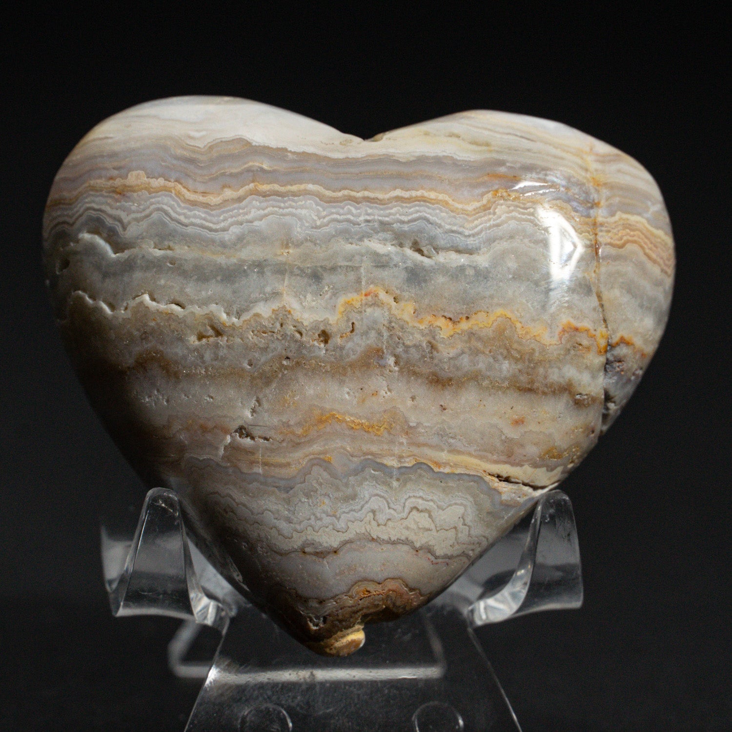 Genuine Polished Crazy Lace Agate Heart from Mexico