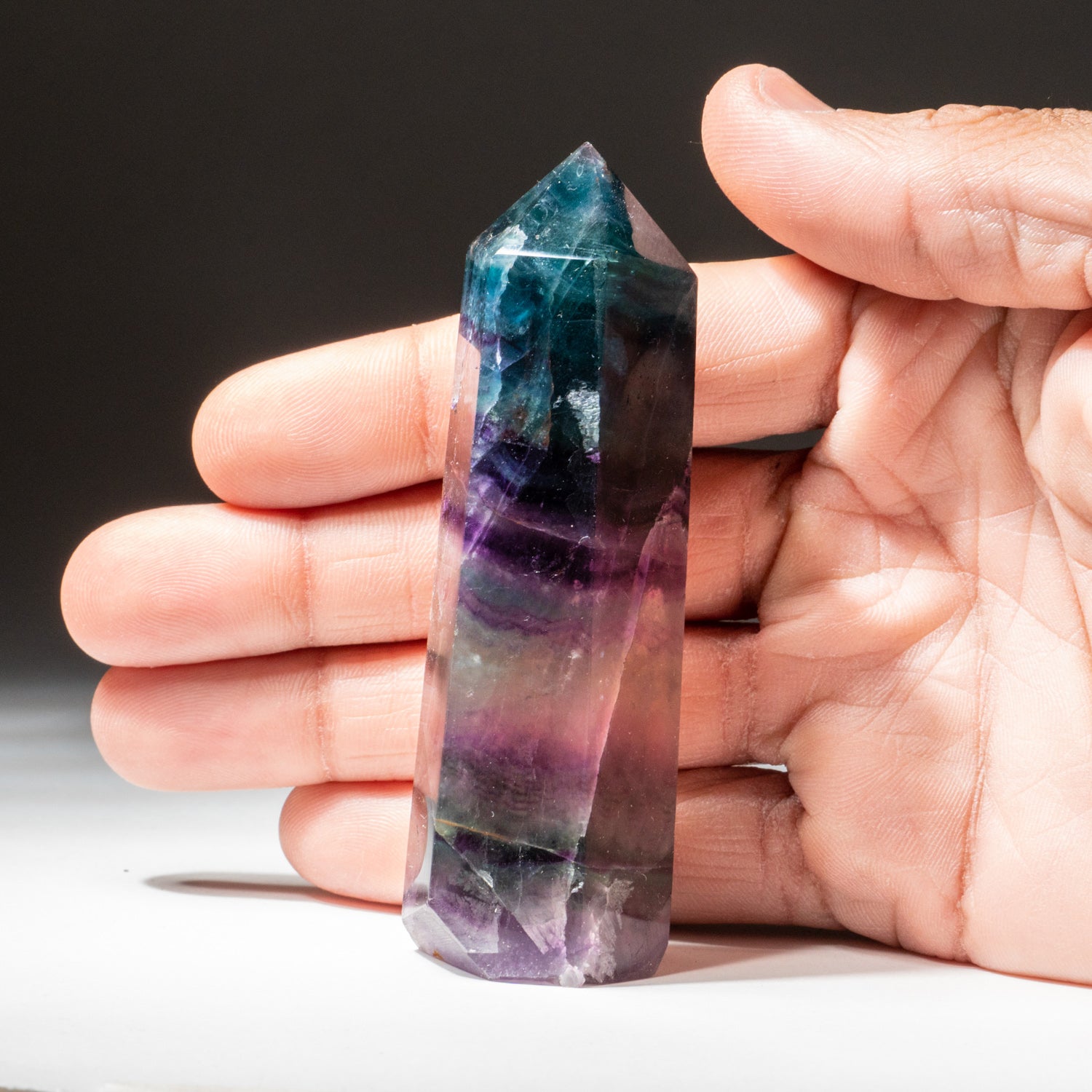Polished Rainbow Fluorite Geode Point From Mexico (100 grams)