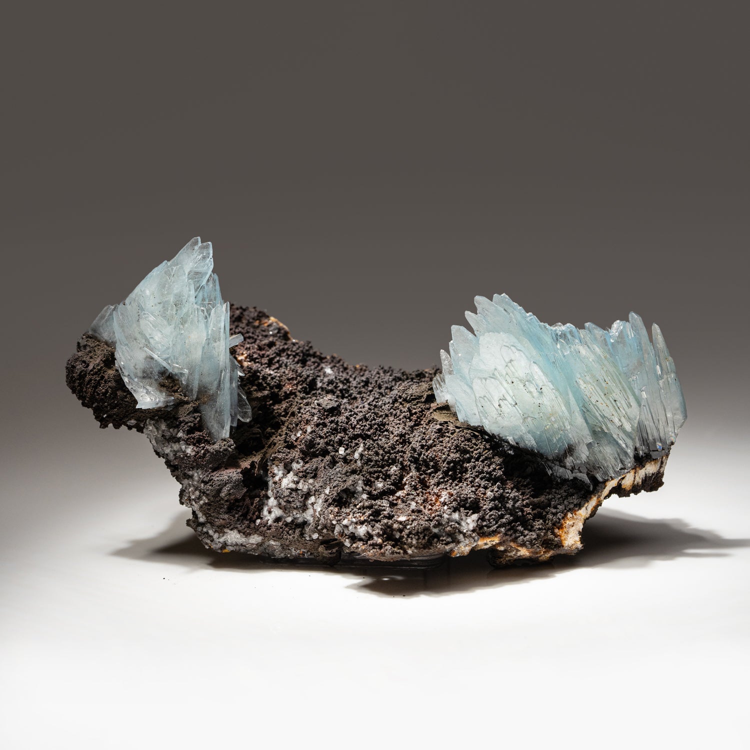 Barite on Geothite From Jebel Ouichane, Beni Bou Ifrour, Nador, Nador Province, Oriental Region, Morocco