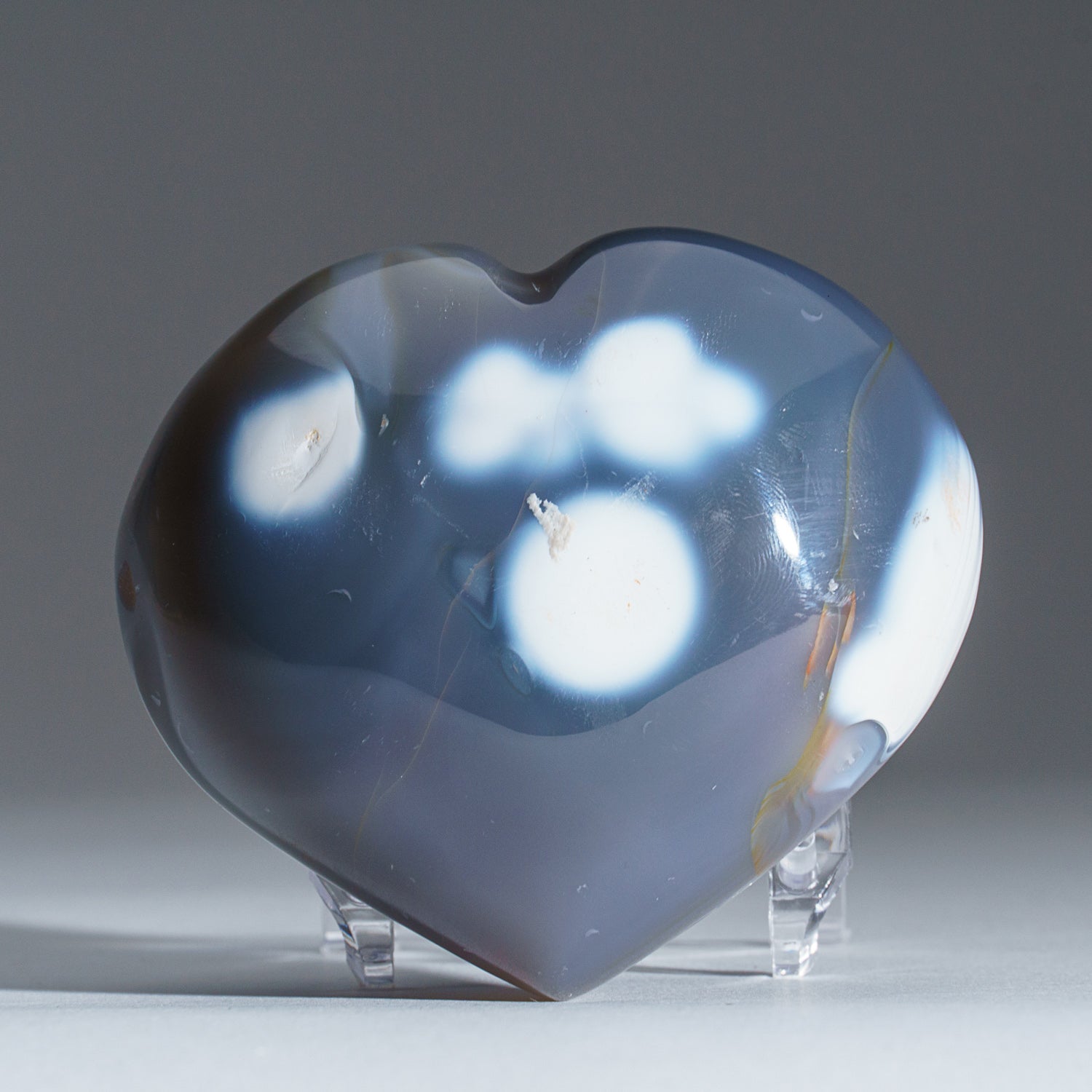 Blue Chalcedony Orca Stone Heart from Madagascar (.9 lbs)