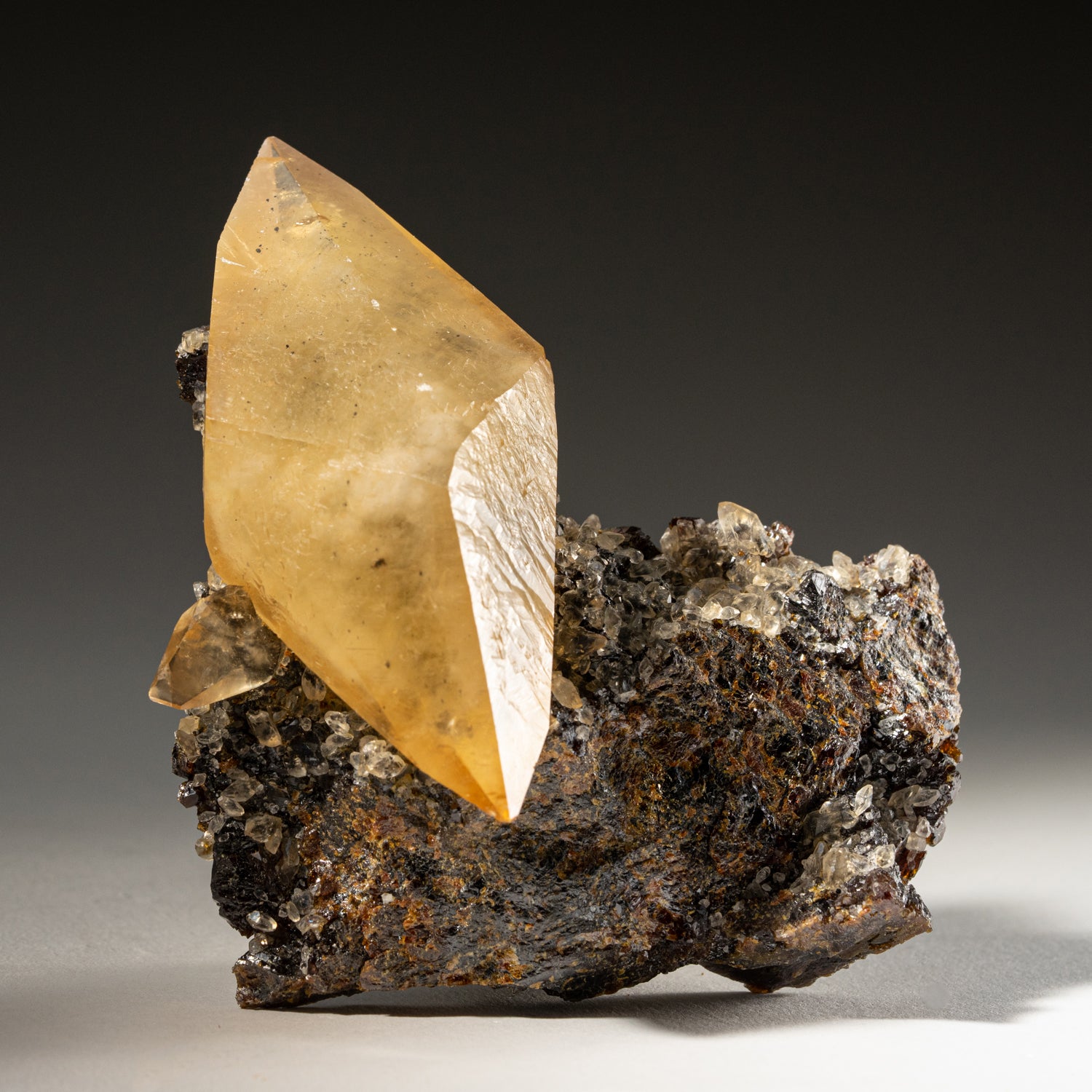 Twinned Golden Calcite Crystal from Elmwood Mine, Tennessee (211.4 grams)