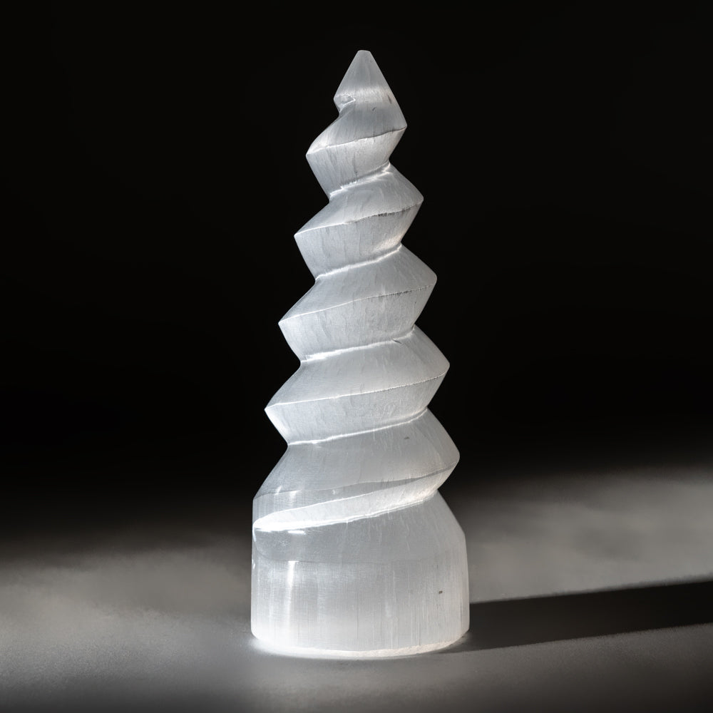 White Selenite Spiral Tower from Morocco (357.7 grams)