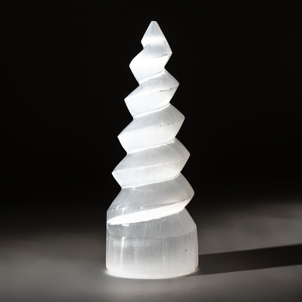 White Selenite Spiral Tower from Morocco (357.7 grams)
