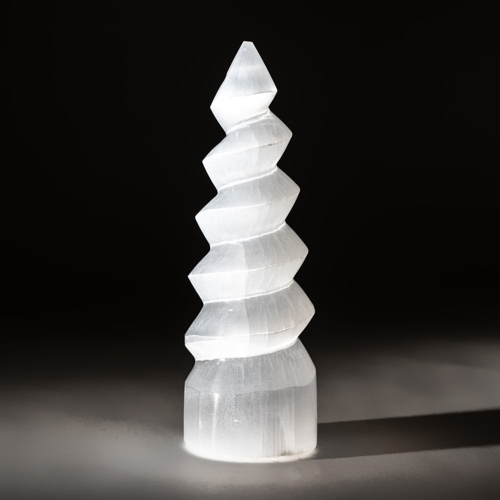 White Selenite Spiral Tower from Morocco (357.7 grams)