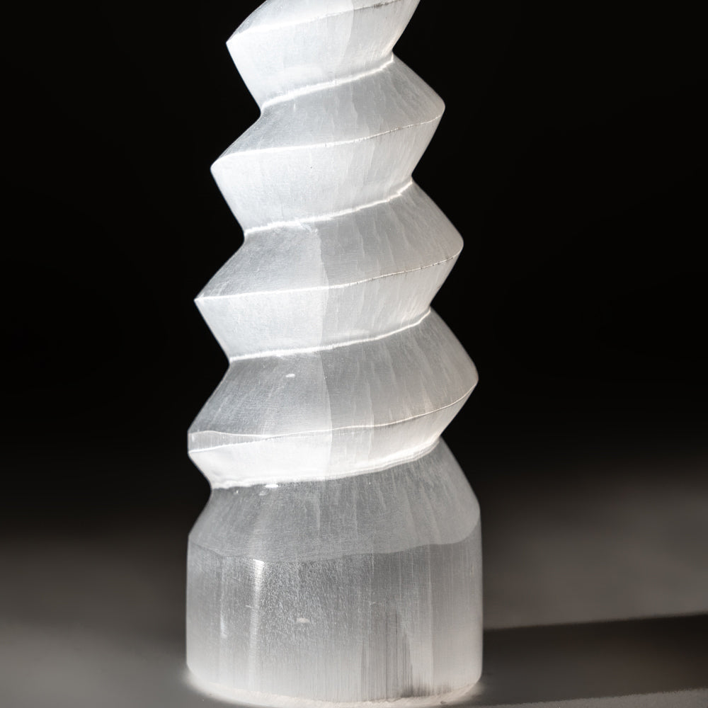 White Selenite Spiral Tower from Morocco (357.7 grams)