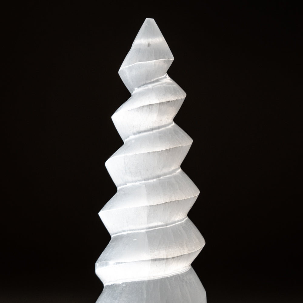 White Selenite Spiral Tower from Morocco (357.7 grams)