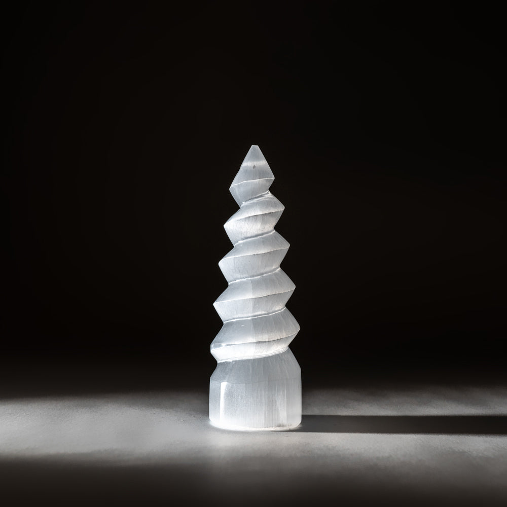 White Selenite Spiral Tower from Morocco (357.7 grams)