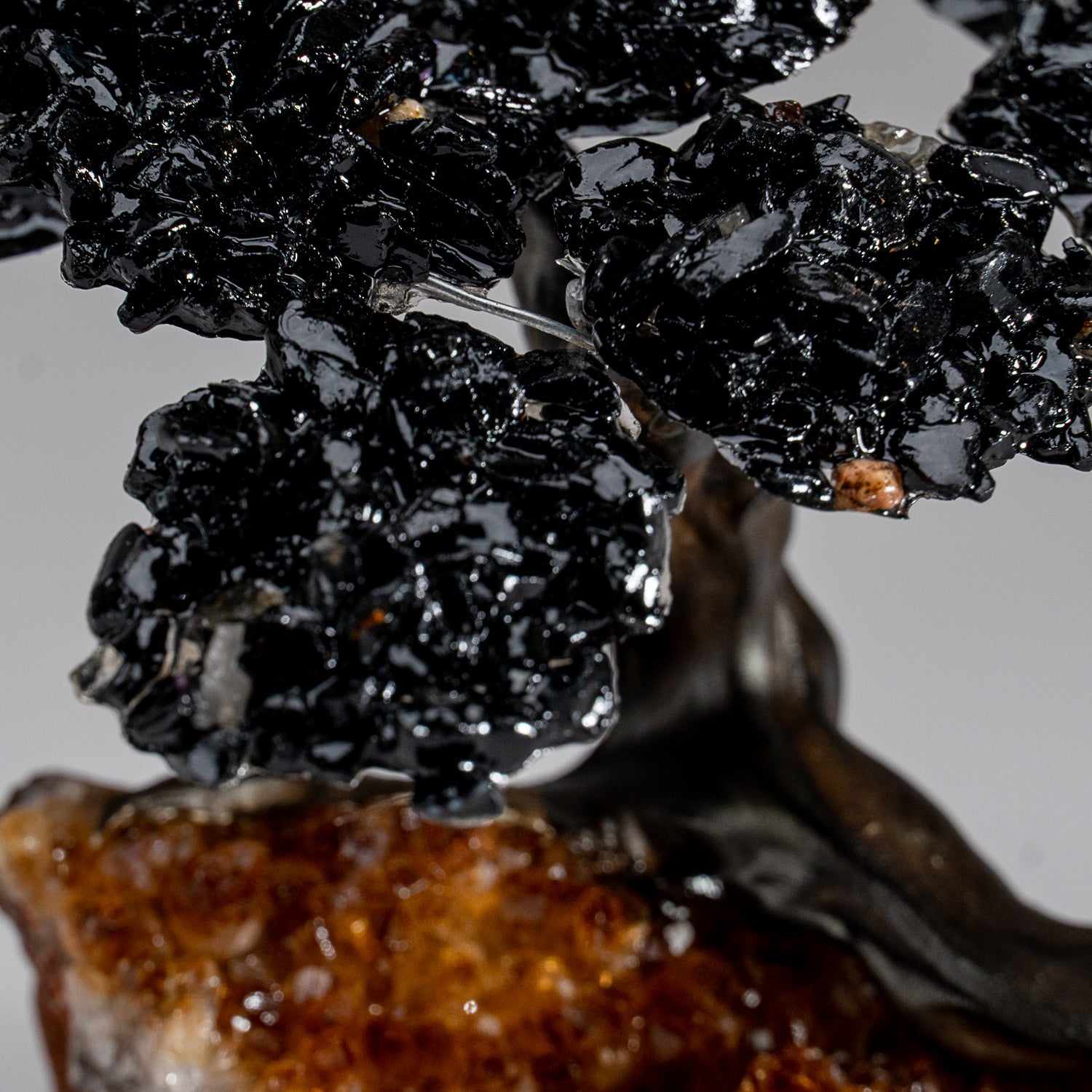 Medium Black Tourmaline Clustered Gemstone Tree on Citrine Matrix