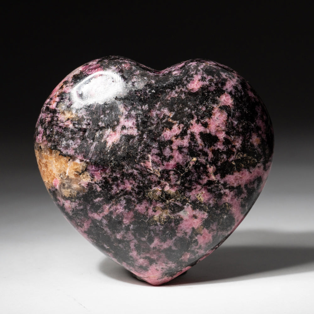 Polished Imperial Rhodonite Heart from Madagascar (264 grams)