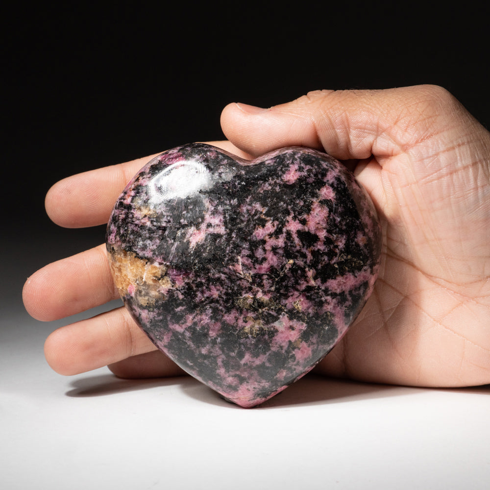 Polished Imperial Rhodonite Heart from Madagascar (264 grams)