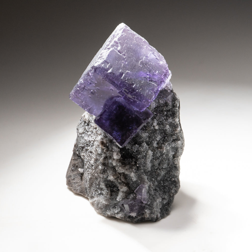 Purple Fluorite with Quartz From La Viesca Mine, La Collada, Siero, Asturias, Spain