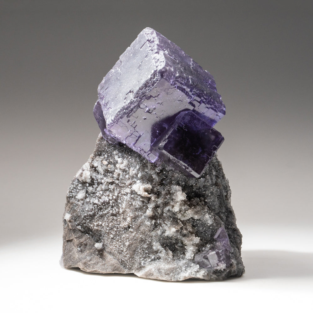 Purple Fluorite with Quartz From La Viesca Mine, La Collada, Siero, Asturias, Spain