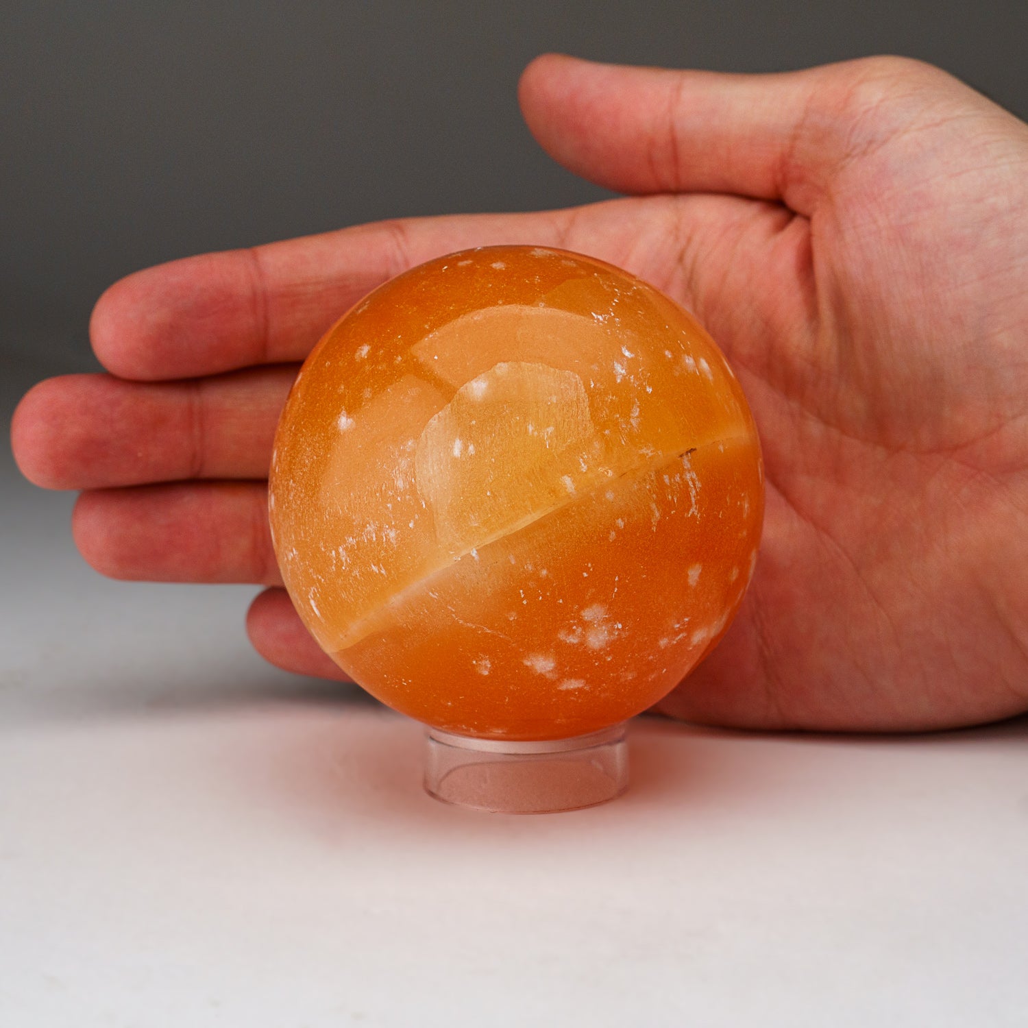 Genuine Natural Orange Calcite Crystal Sphere from Mexico
