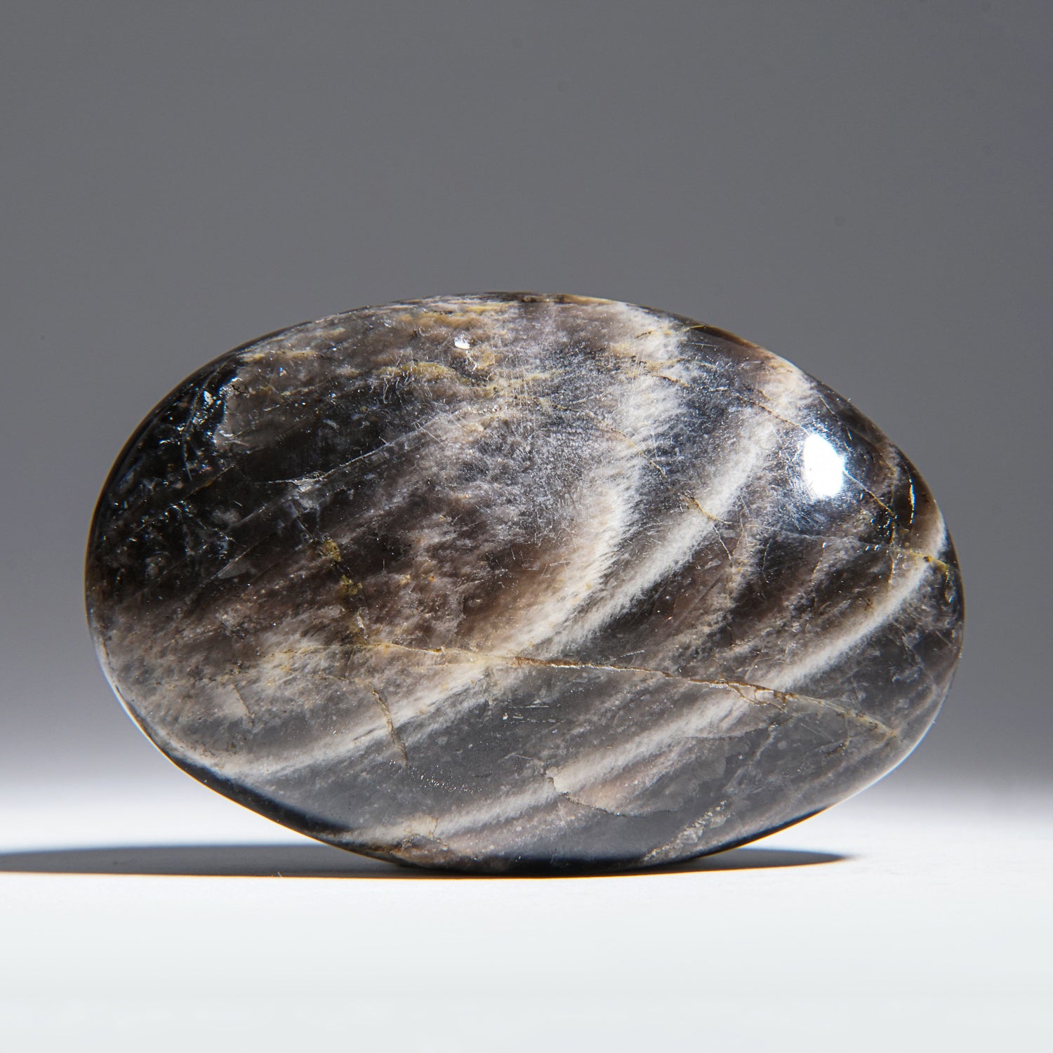 Genuine Polished Black Moonstone Palm Stone
