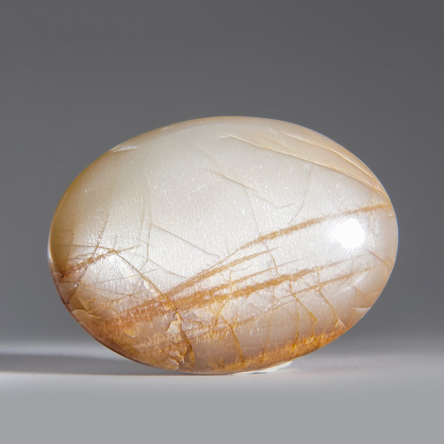 Genuine Polished Peach Moonstone Palm Stone