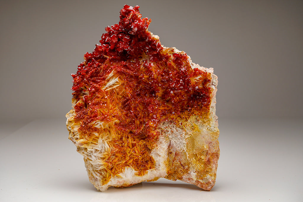 Vanadinite Crystal Cluster on Barite  - From Mibladen, Atlas Mountains, Khénifra Province, Morocco