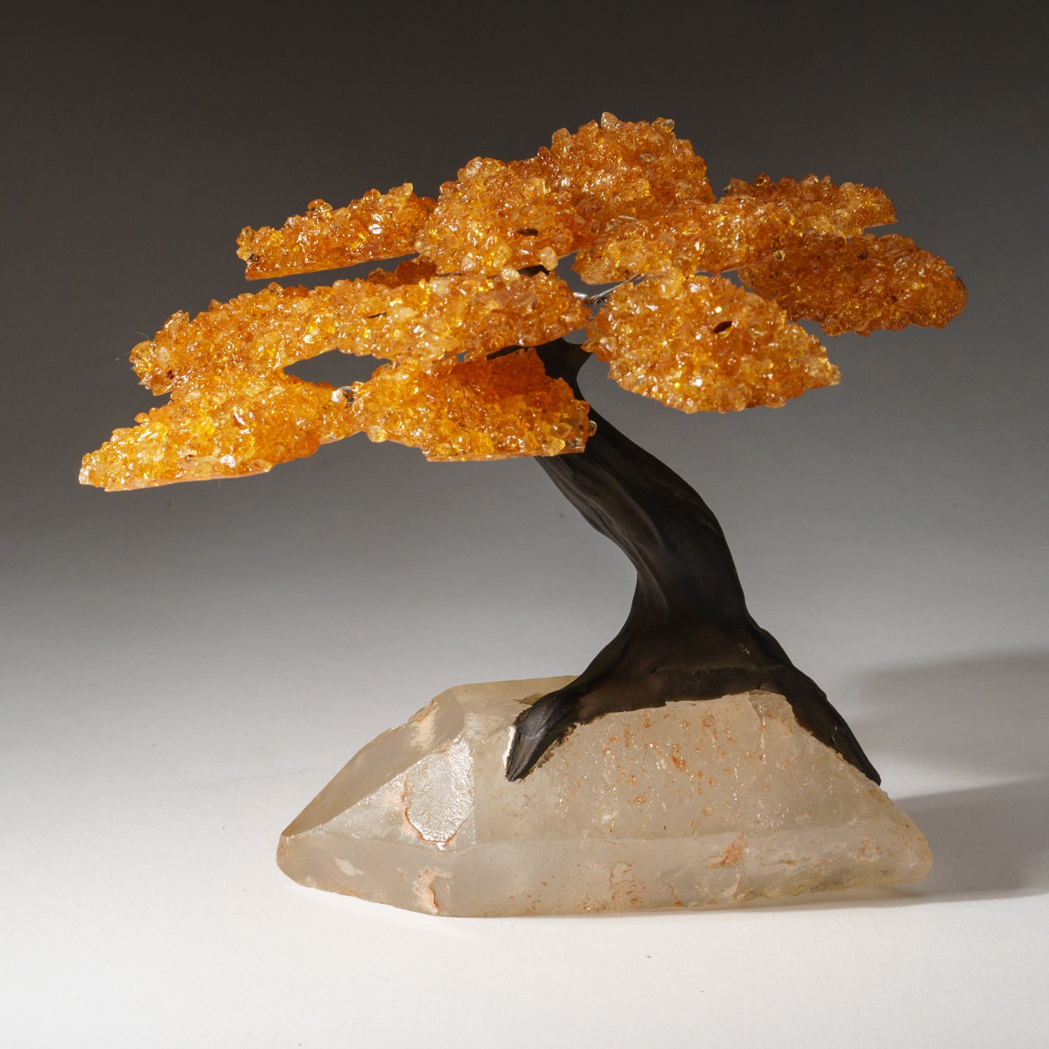 Large - Genuine Citrine Clustered Gemstone Tree on a Quartz Crystal (The Joyful Tree)