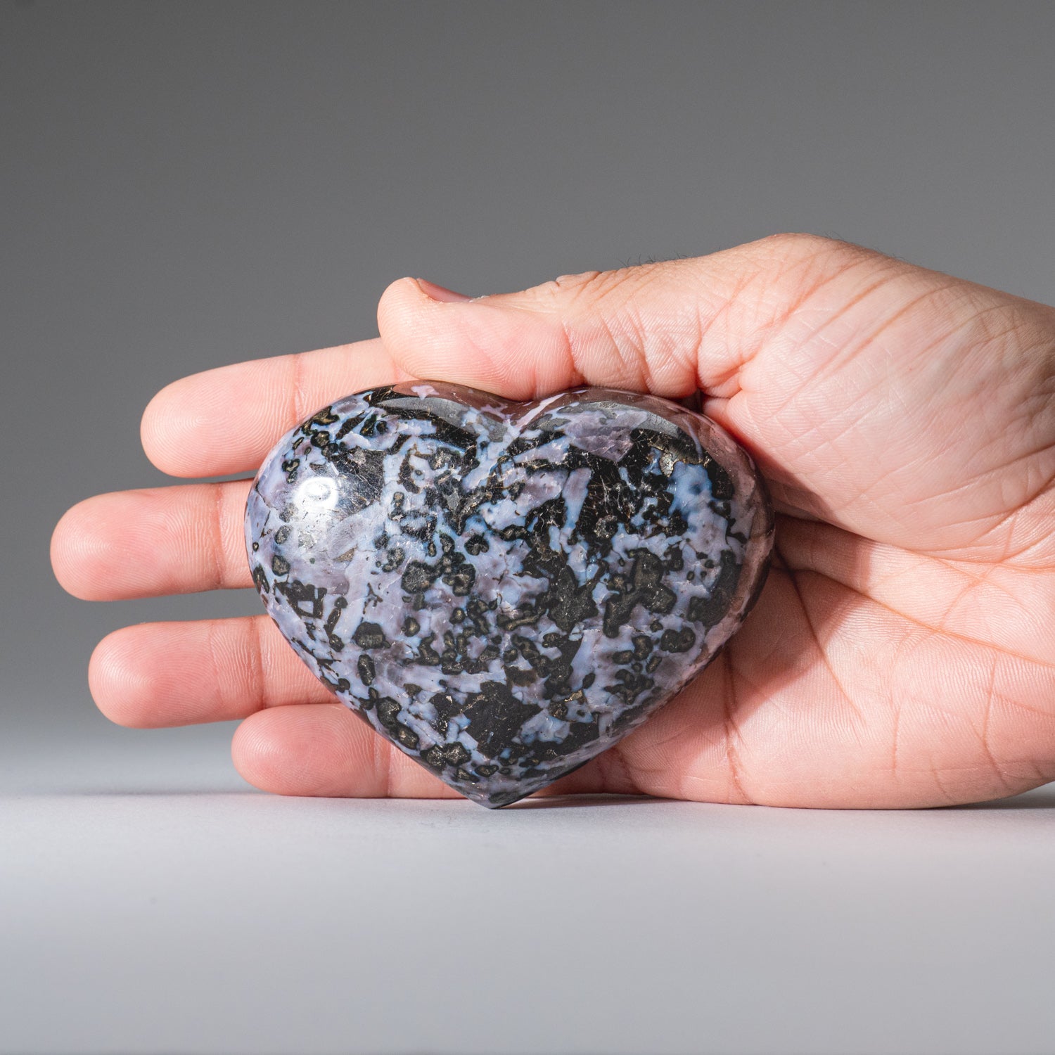 Genuine Polished Indigo Gabbro (Medium) Heart from Madagascar