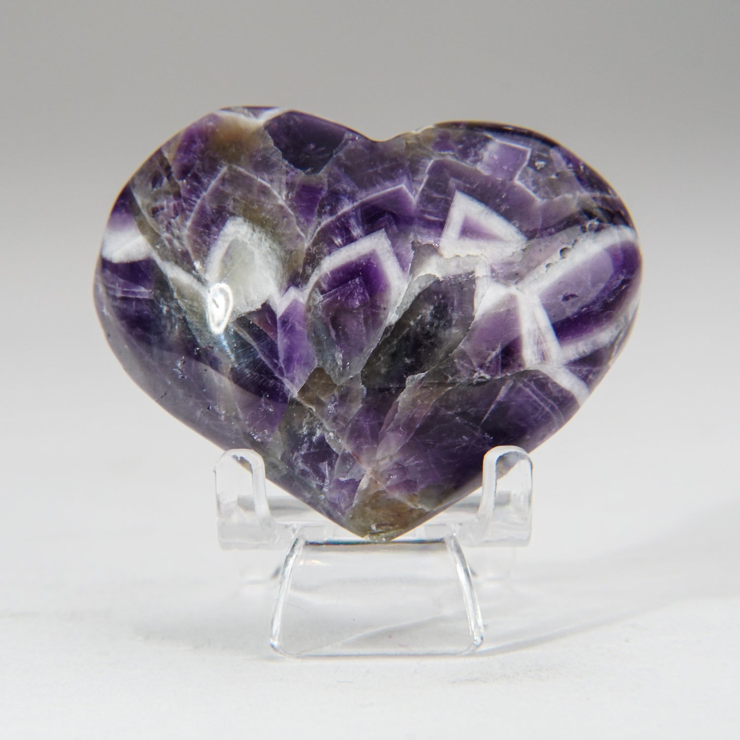 Polished Chevron Amethyst Small Heart from Brazil (67.5 grams)