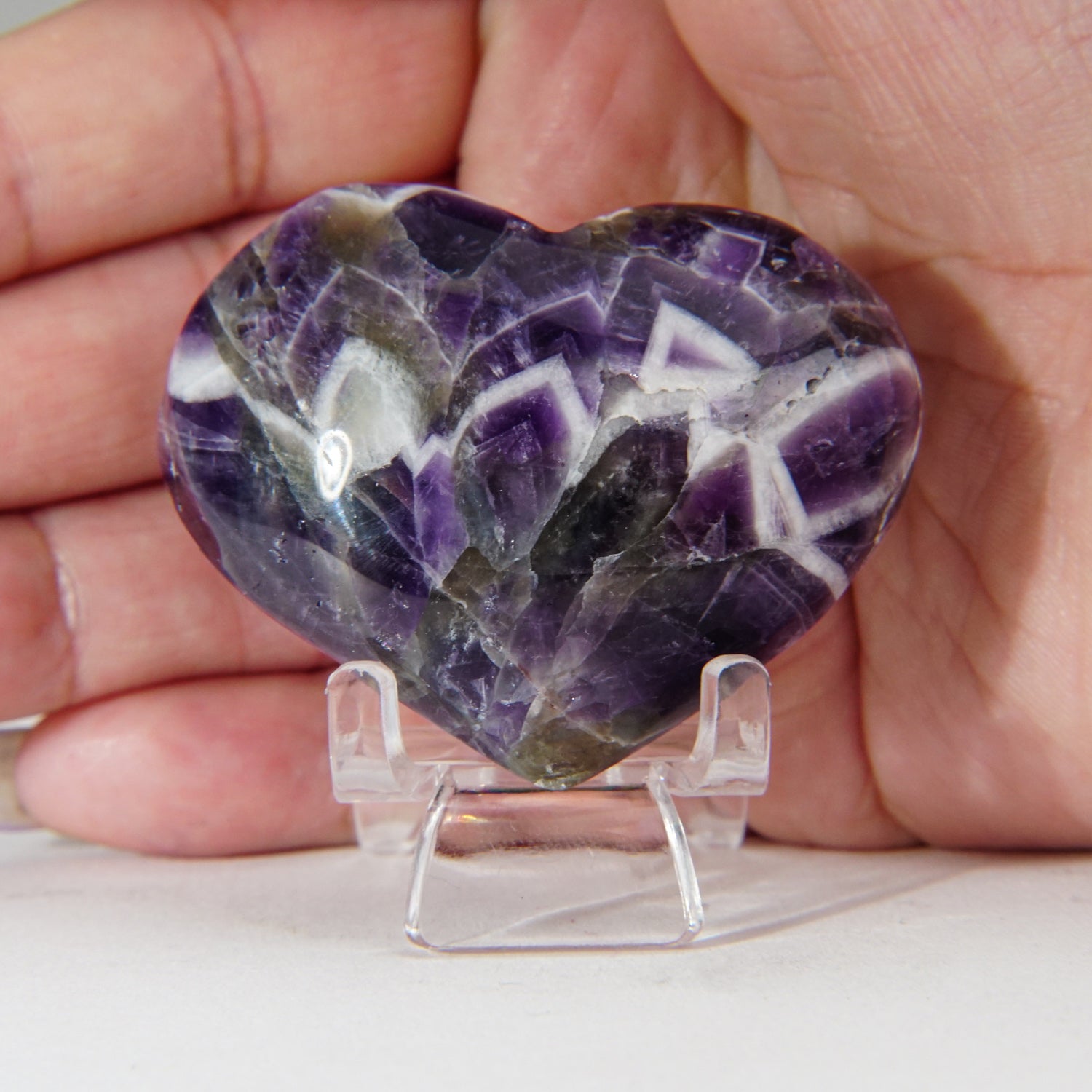 Polished Chevron Amethyst Small Heart from Brazil (67.5 grams)