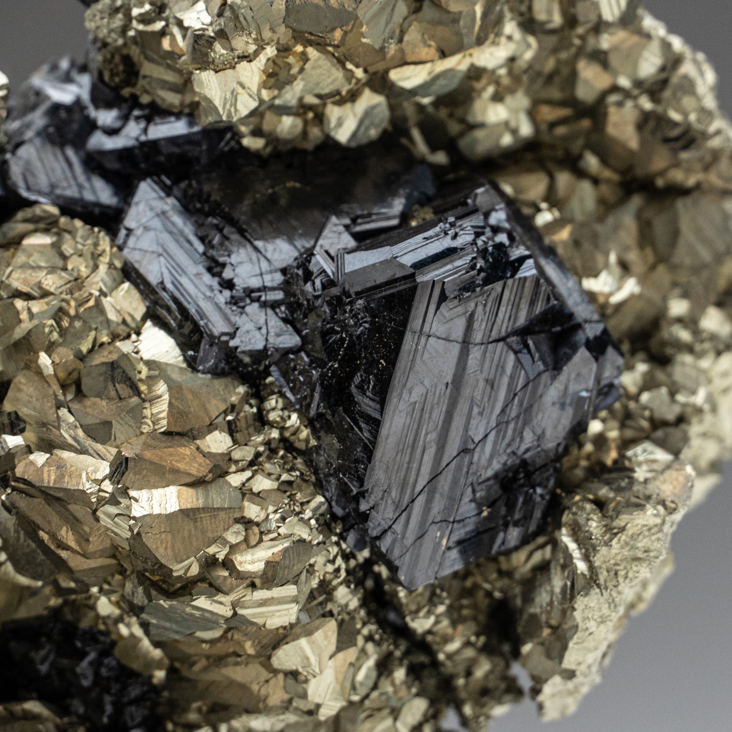 Pyrite and Sphalerite with Calcite from Deveti Septemvri Mine, Madan District, Rhodope Mountains, Bulgaria