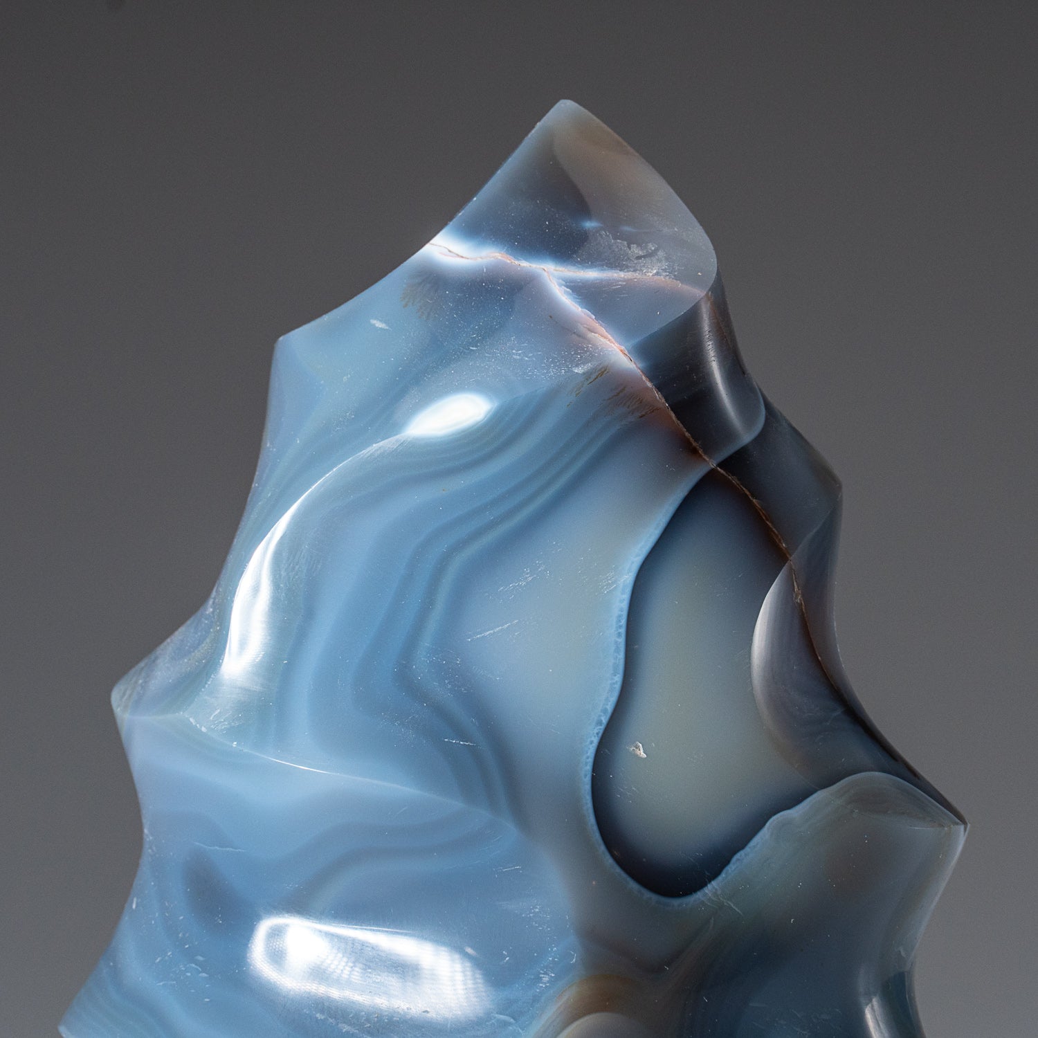 Genuine Polished Blue Chalcedony Orca Stone Flame Freeform (1.7 lbs)